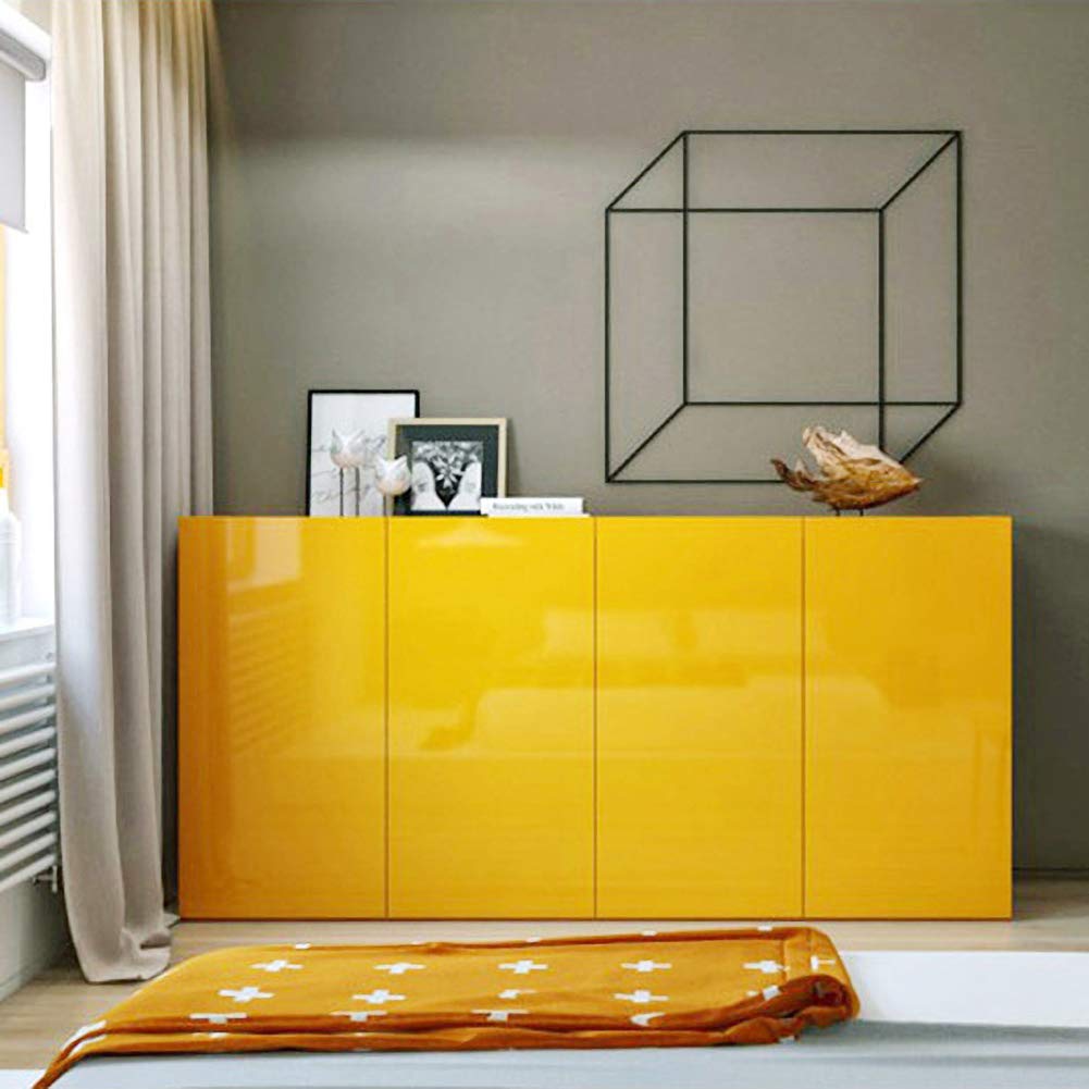 LACHEERY Glossy Yellow Self-Adhesive Contact Paper - Waterproof Peel & Stick Wallpaper for Countertops, Cabinets, Furniture - 15.8
