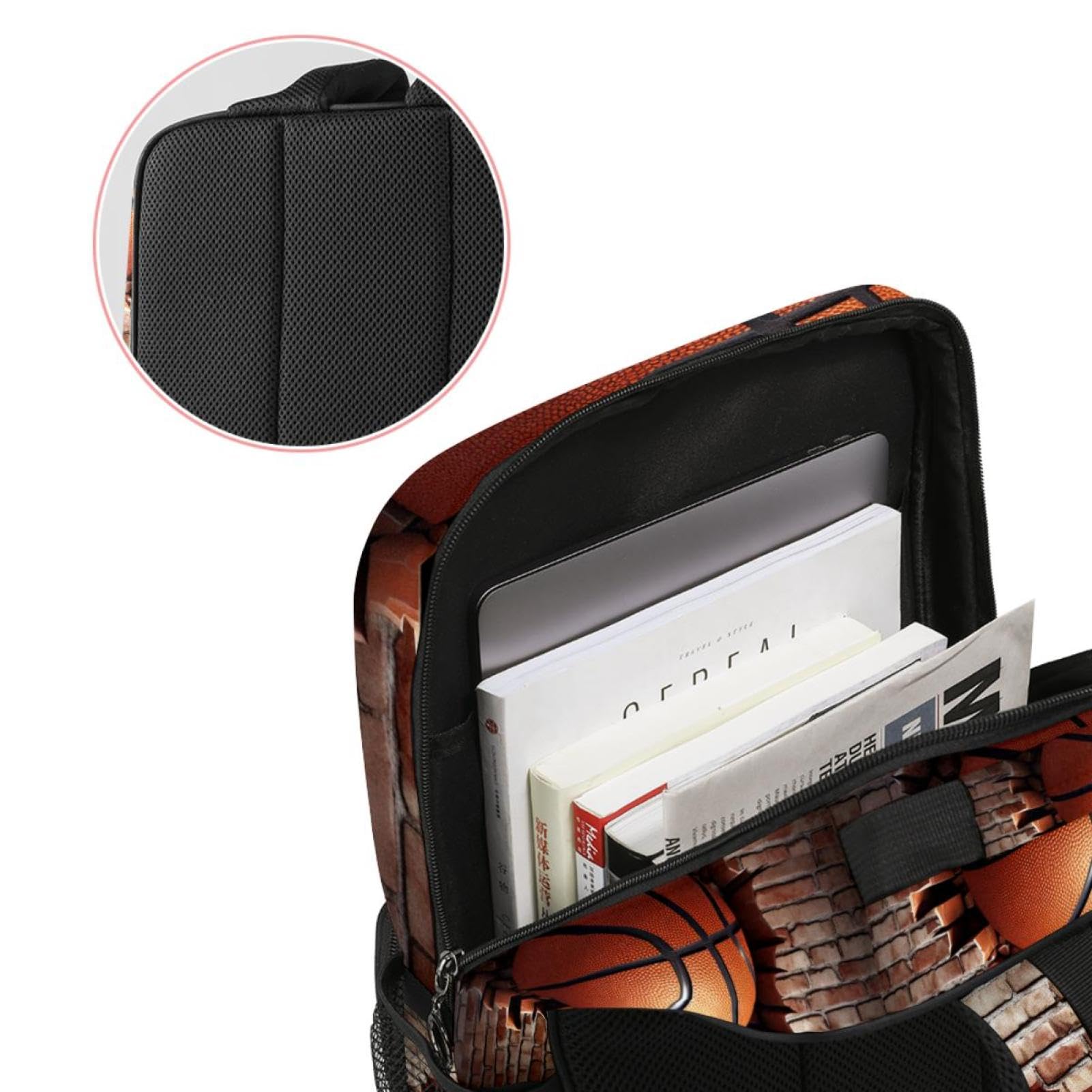 Men's & Women's Travel Backpack - Durable Ball Basketball Wall Texture Design - Perfect for Hiking, Gym, Work & School