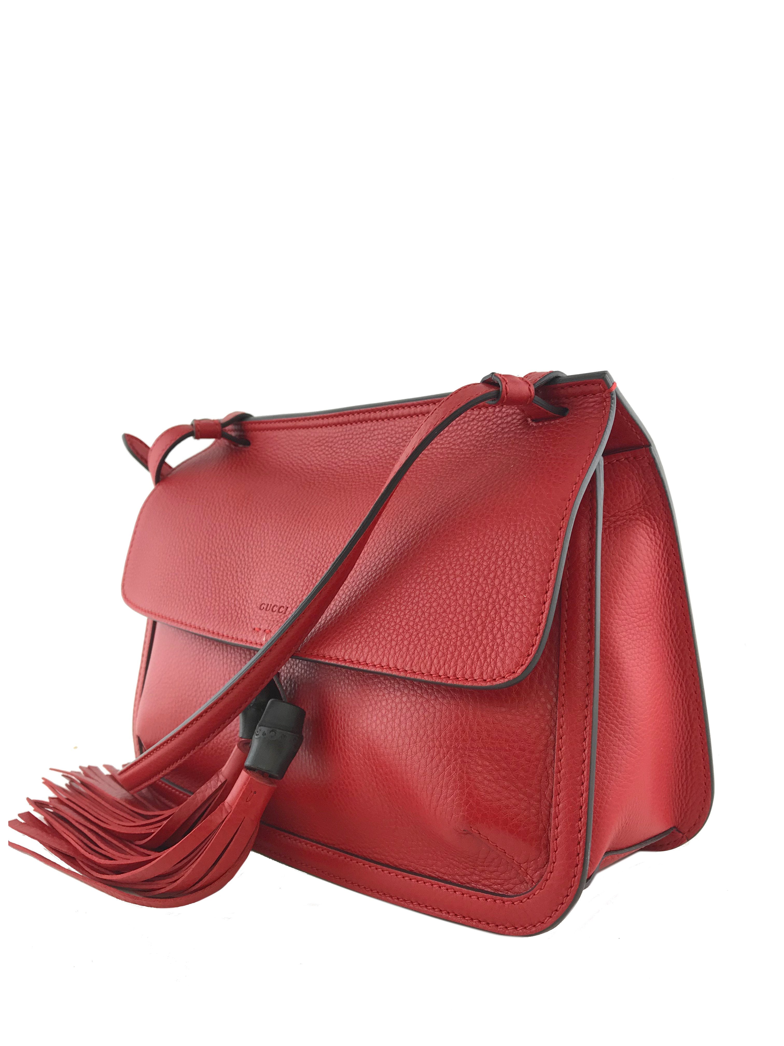 Gucci Bamboo Daily Tassel Flap Shoulder Bag for Women - Luxury Leather Crossbody Purse with Gold Chain Strap - Perfect for Work, Date Night & Travel Accessories