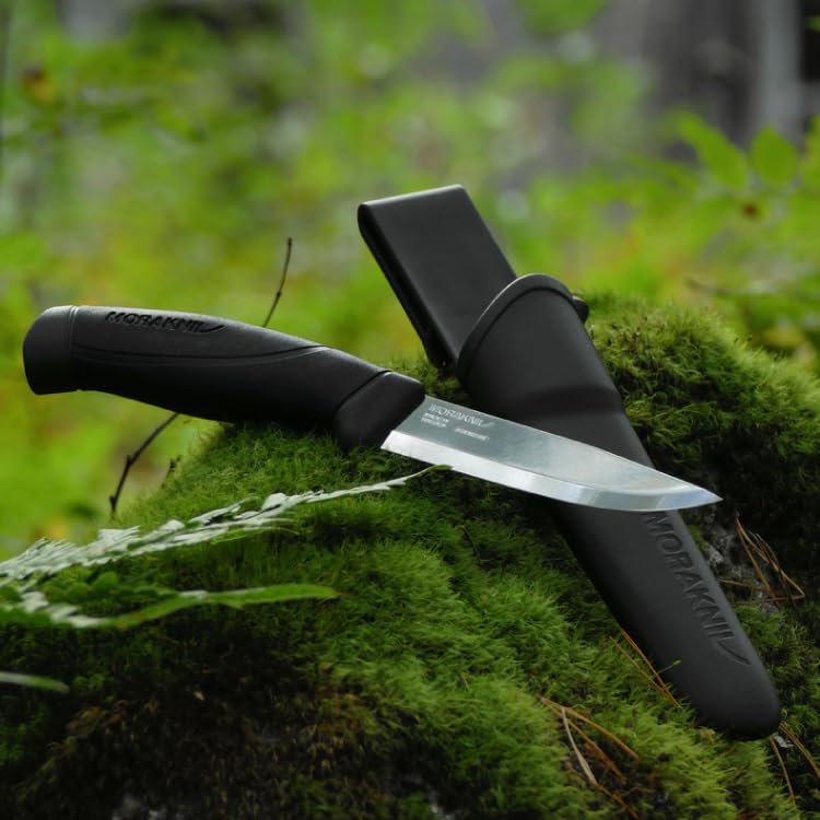 Morakniv Companion Outdoor Survival Knife - 4.1 Inch Stainless Steel Fixed Blade with Non-Slip Grip (Orange) - Perfect for Camping, Hiking & Bushcraft (Model M-11824)