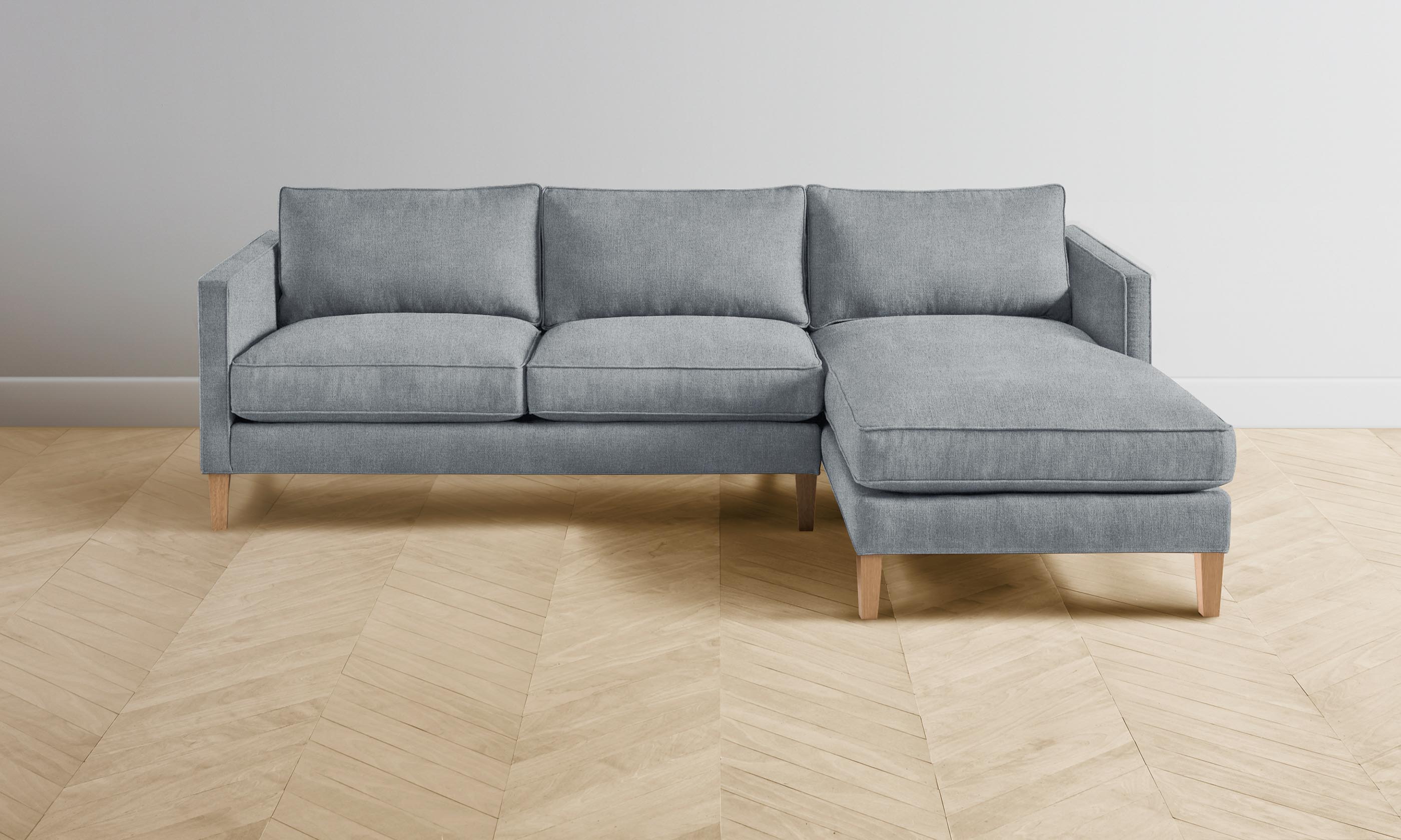 Premium Crosby Sectional Sofa with Performance Mélange Weave Fabric in Aegean Blue - Perfect for Living Room, Family Room or Home Theater Comfort