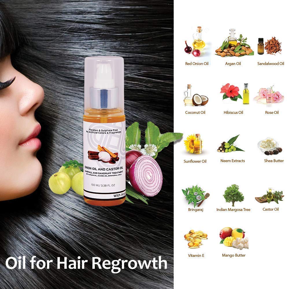Teal & Terra Hair Growth Oil with Onion, Castor, Argan & Jojoba Oils - Anti Hairfall & Dandruff Treatment - Bhringraj & Amla Enriched - Vitamin E Infused - Lightweight Hair Oil (100ml) - Perfect for Daily Scalp Massage & Damaged Hair Repair