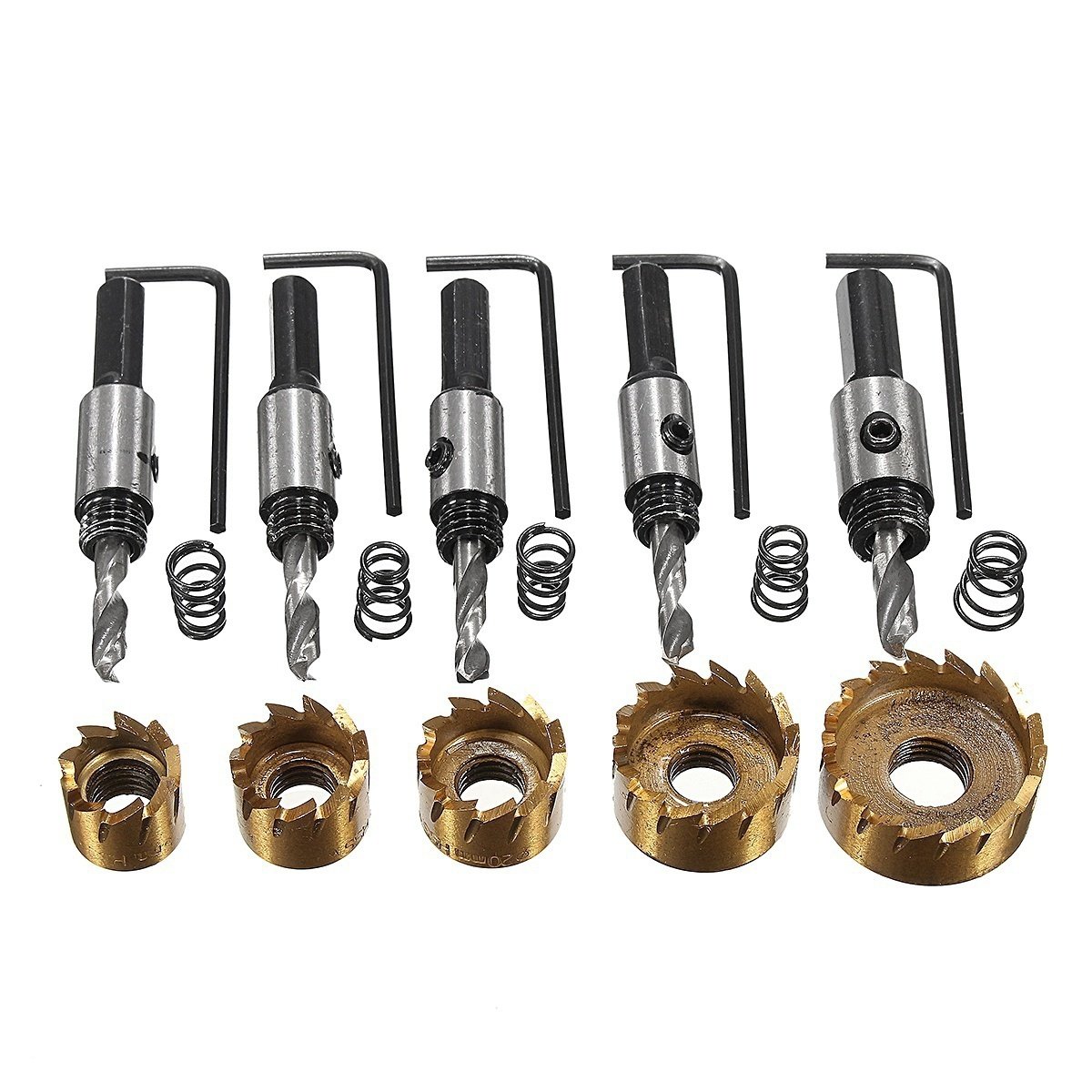 5PCS 16-30mm HSS Stainless Steel Hole Saw Drill Bit Set with Wrench - for Wood, Metal & Alloy Cutting - Perfect for DIY Projects, Home Repairs & Professional Use