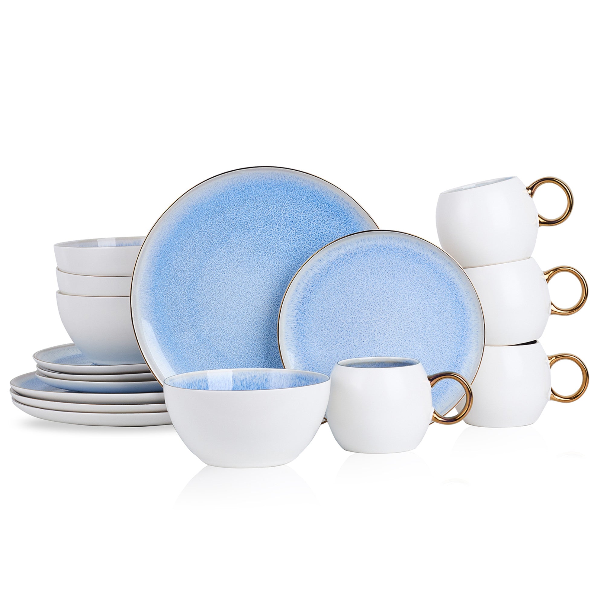 Josephine Porcelain Dinnerware Set - Elegant Blue Floral Design, 16-Piece Fine China Dinner Set for Formal Dining & Special Occasions | Perfect for Weddings, Anniversaries & Holiday Gatherings
