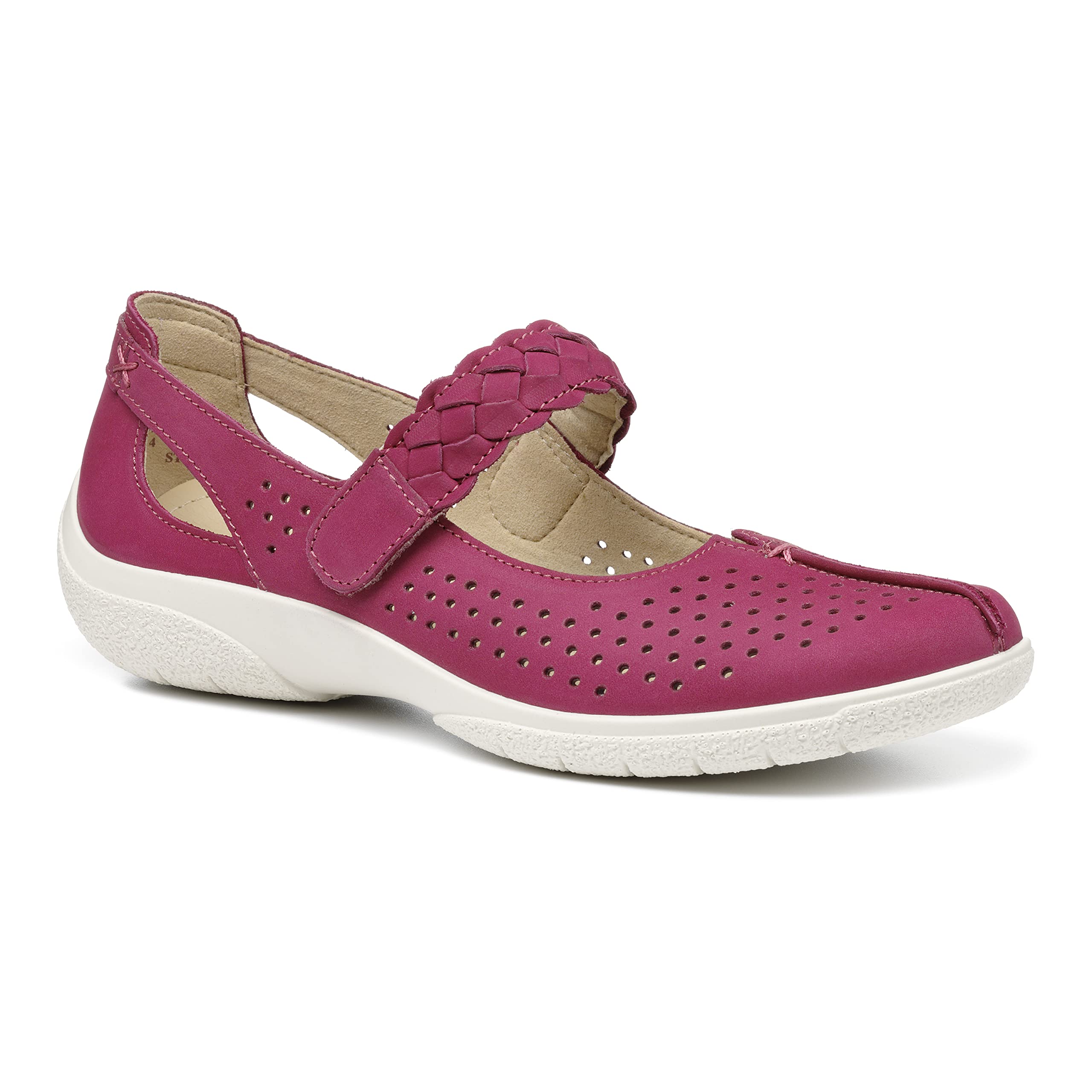 Hotter Women's Quake II Wide Fit Mary Jane Shoes - Leather Comfort Slip-On Casual Shoes for Women with Touch Fastening - Perfect for Work, Walking & Everyday Wear