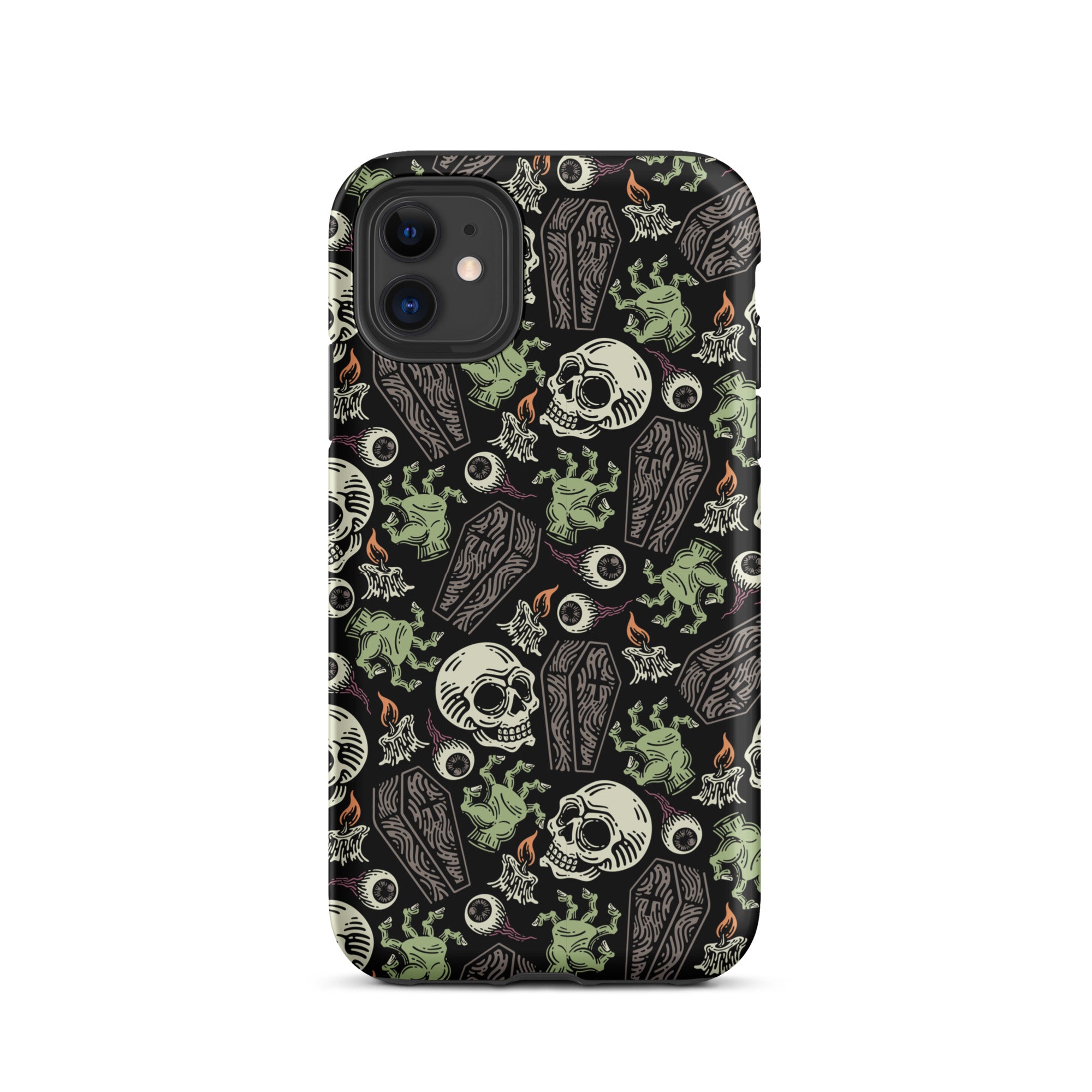 Premium Skeleton Horror iPhone Case - Durable Shockproof Protection for iPhone 12/13/14/15 Pro Max - Gothic Halloween Aesthetic Phone Cover for Parties & Cosplay