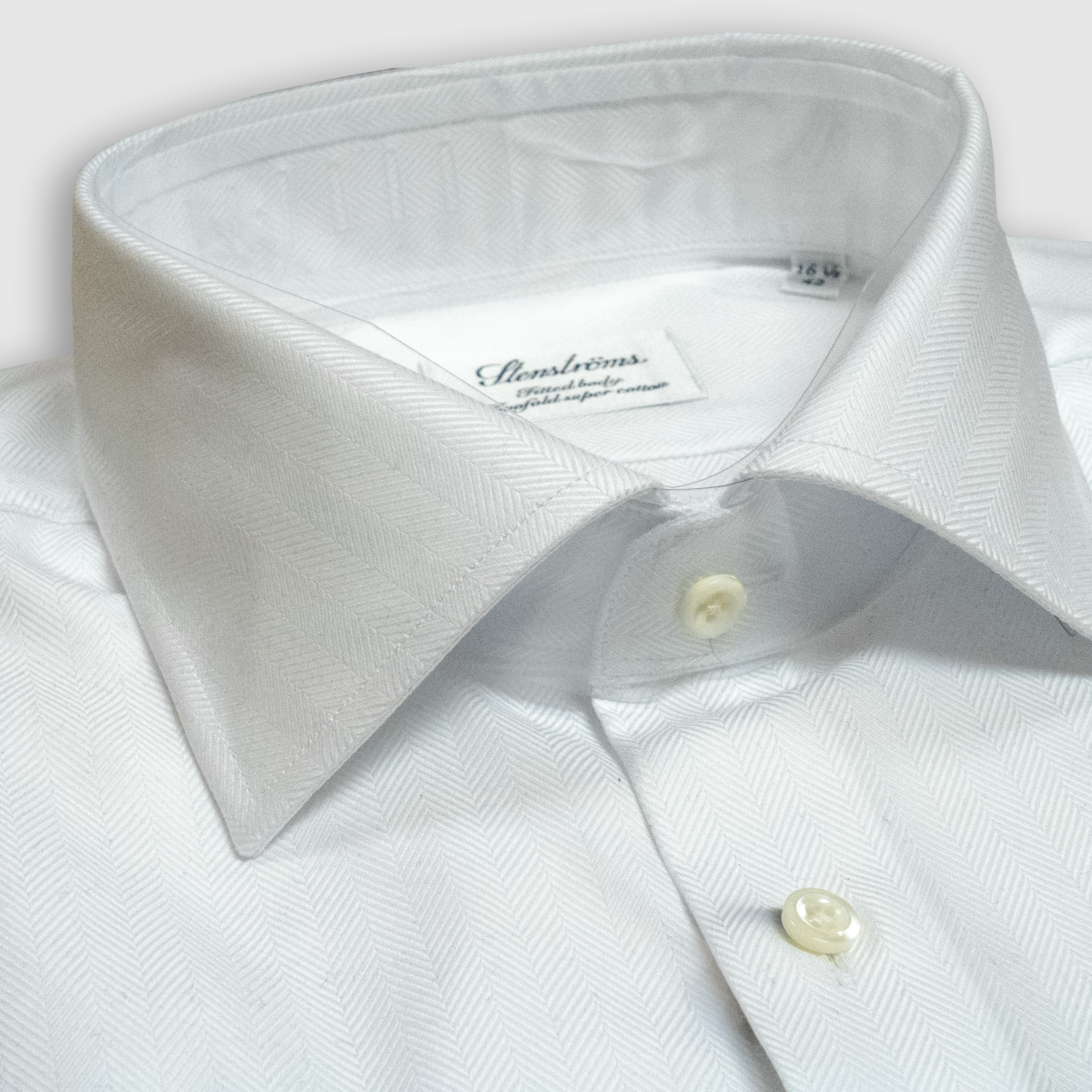 Premium Stenstroms White Herringbone Dress Shirt for Men - Formal Office Wear & Business Attire - Classic Slim Fit Button Down Shirt for Weddings & Special Occasions