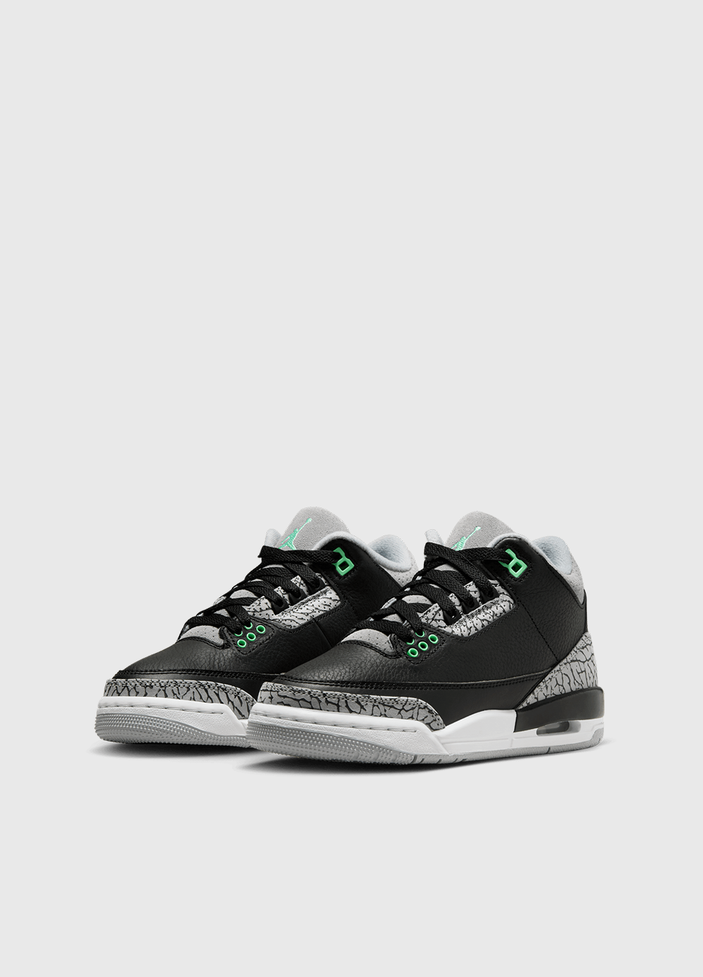 Air Jordan 3 Retro 'Green Glow' Basketball Sneakers for Girls (GS) - Comfortable & Stylish Shoes for School, Sports, and Casual Wear