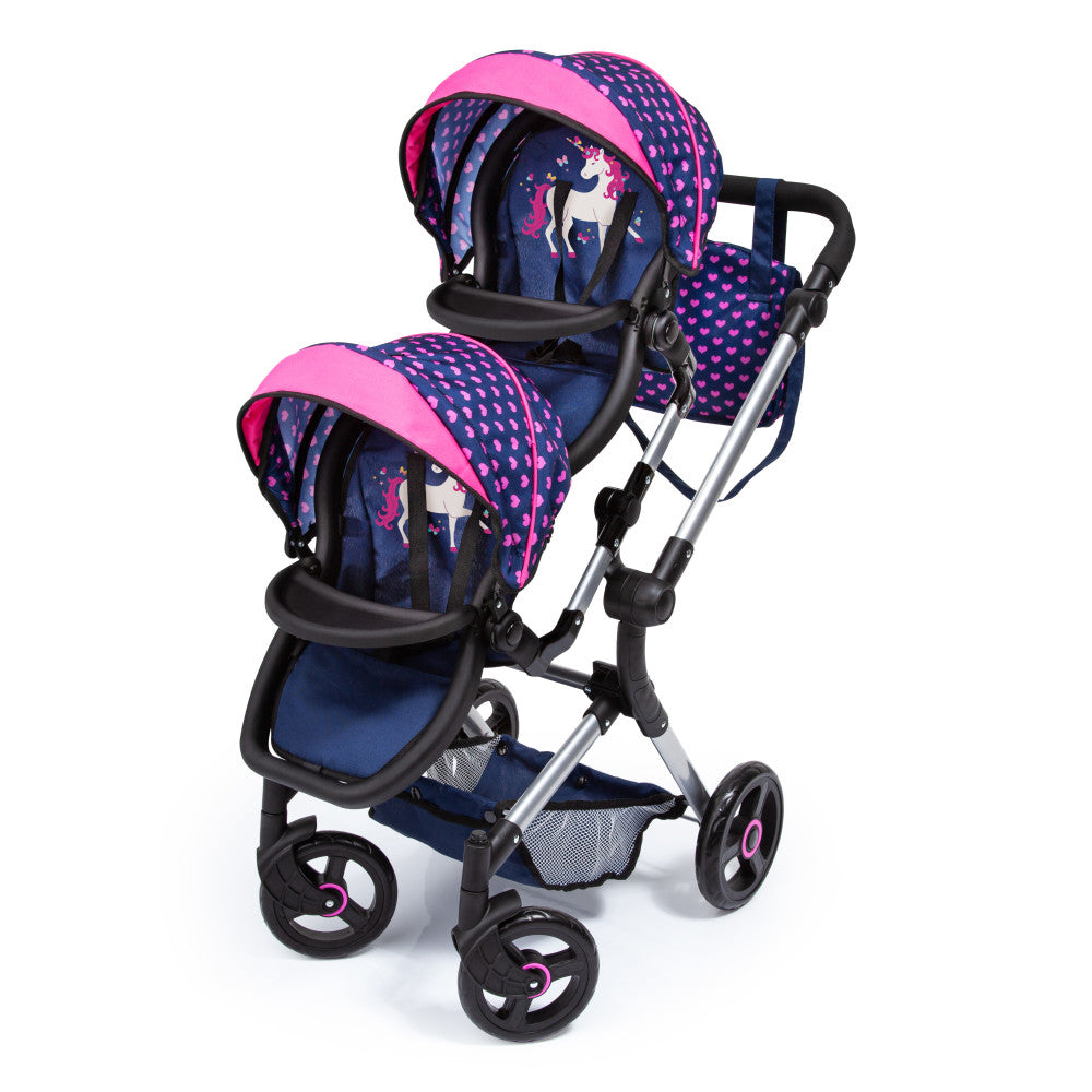 Bayer Twin Doll Pram Neo - Adjustable Tandem Stroller for Baby Dolls | Perfect for Role Play, Pretend Play & Outdoor Walks with Kids