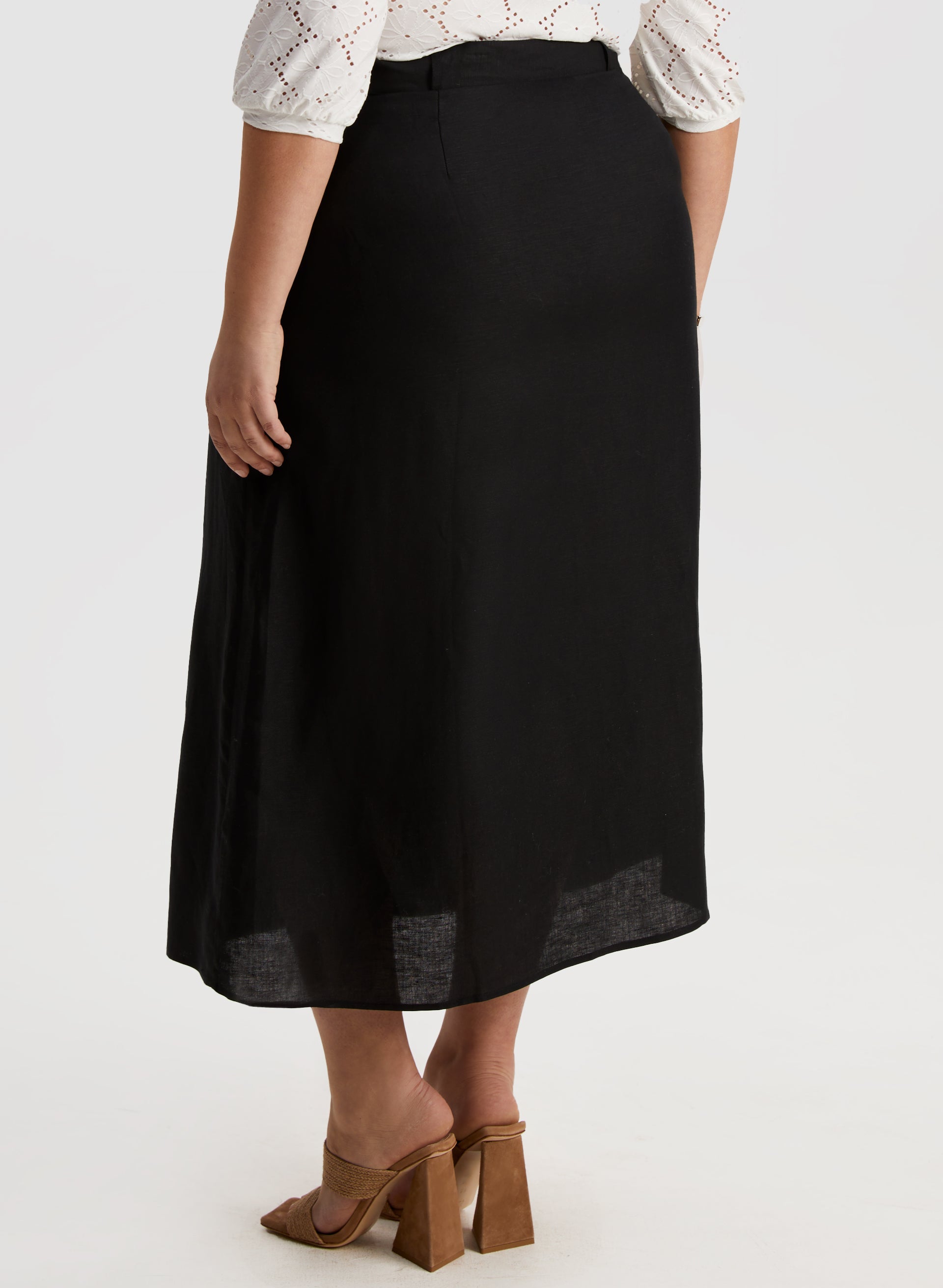 Elegant Button Detail Midi Skirt for Women - Flowy A-Line Skirt with Front Buttons - Perfect for Office, Date Night & Spring Outfits