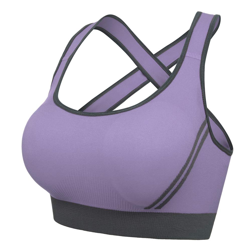 HOMETA Women's Seamless Crossback Sports Bra with Removable Pads - Yoga, Gym, Workout & Fitness Support - Perfect for Running, Pilates, and High-Intensity Training