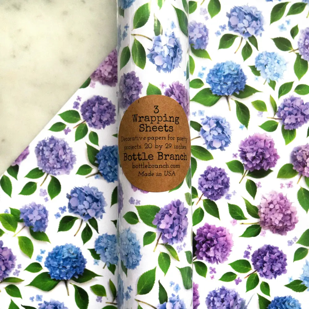 Elegant Bottle Branch Gift Wrap with Hydrangea Flowers - Perfect for Wedding Favors, Bridal Showers & Home Decor