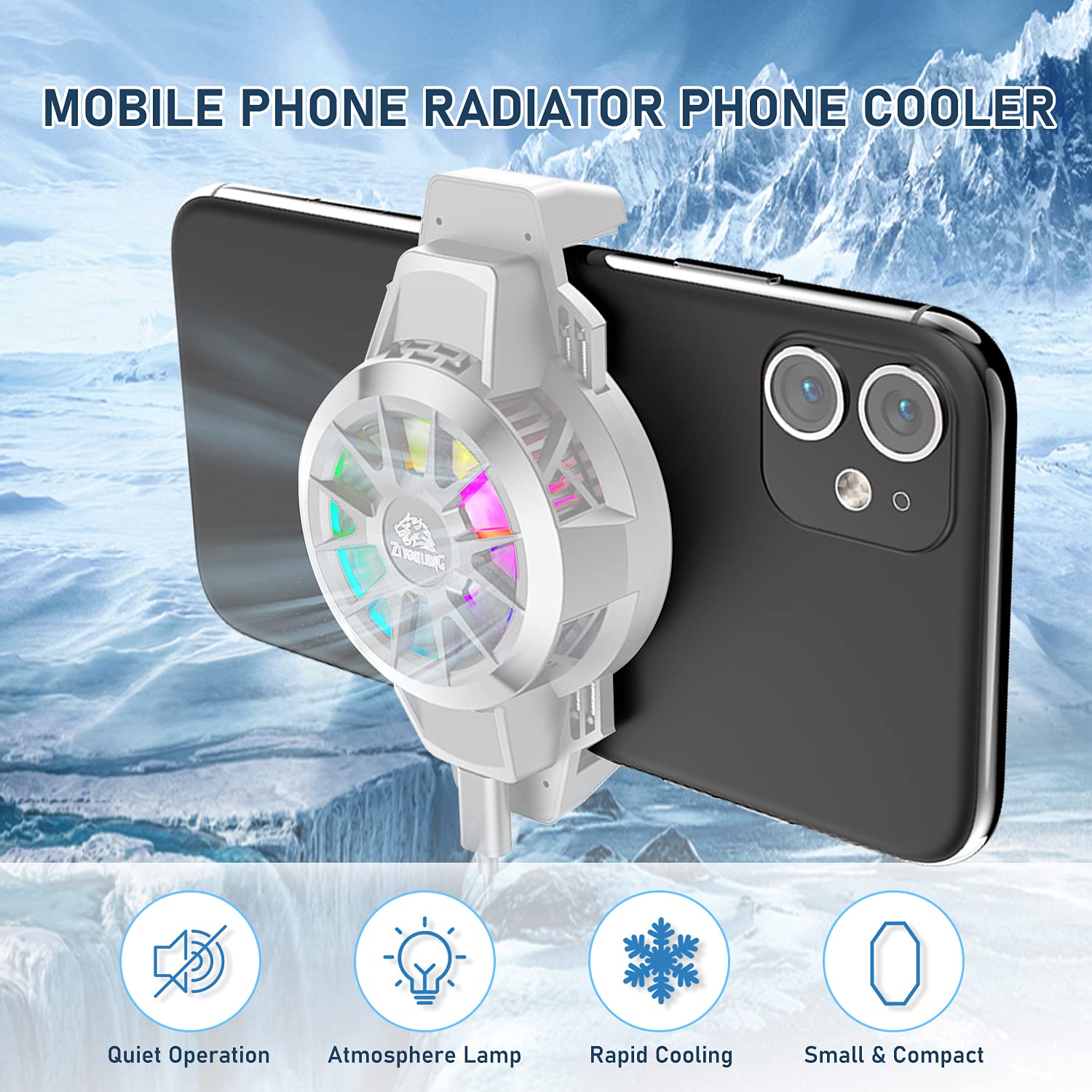 XINMENG Portable Phone Cooler - Fast Cooling Mobile Phone Radiator & Heatsink for Gaming, Streaming (Fits 2.63-3.46 inch Phones) | Perfect for iPhone, Android, Gaming Sessions & Long Video Watching