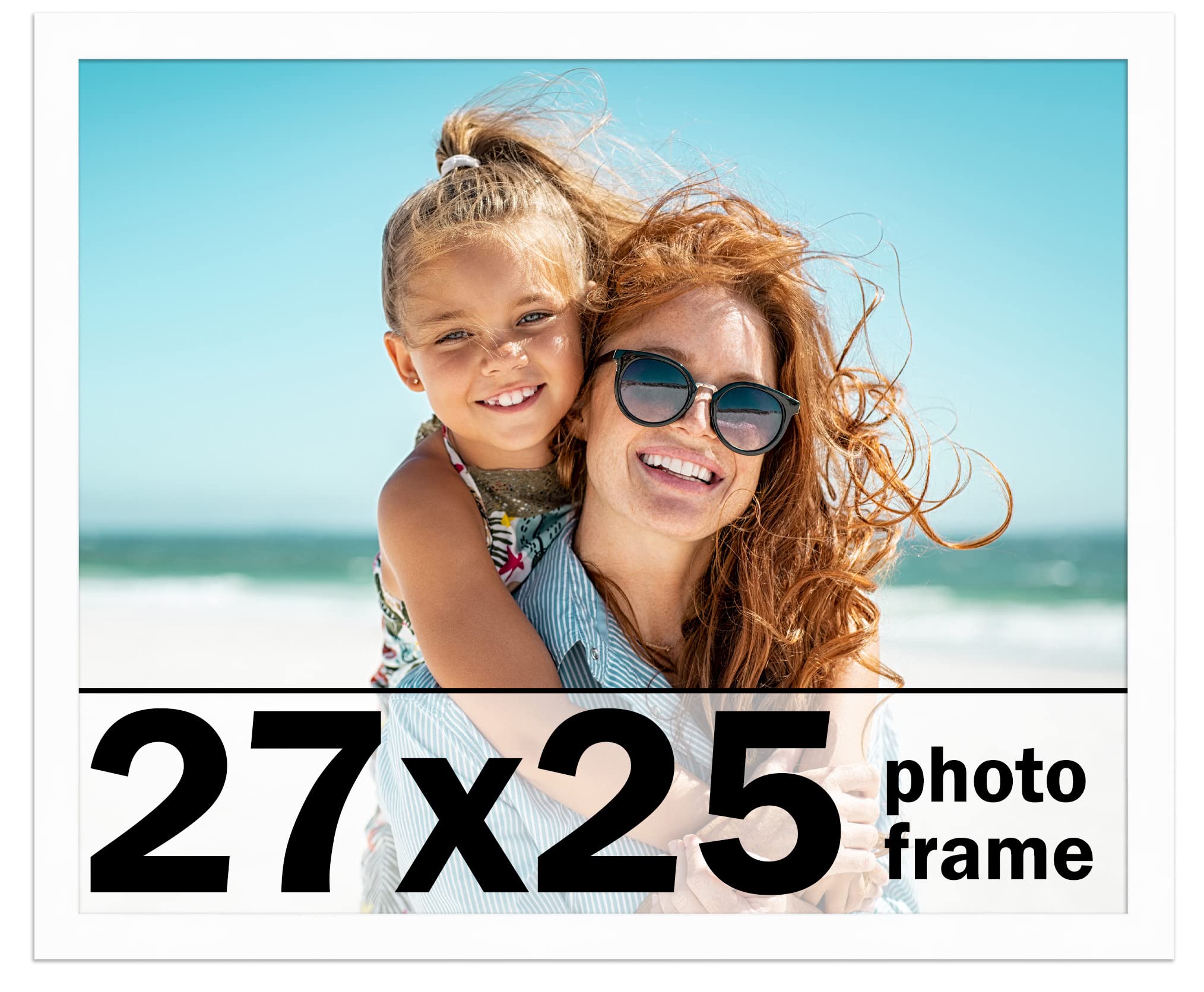 Premium White Wood Picture Frame 27x25 Inches - Perfect for Displaying Artwork, Photos & Certificates - Ideal for Home Decor, Office & Gallery Walls
