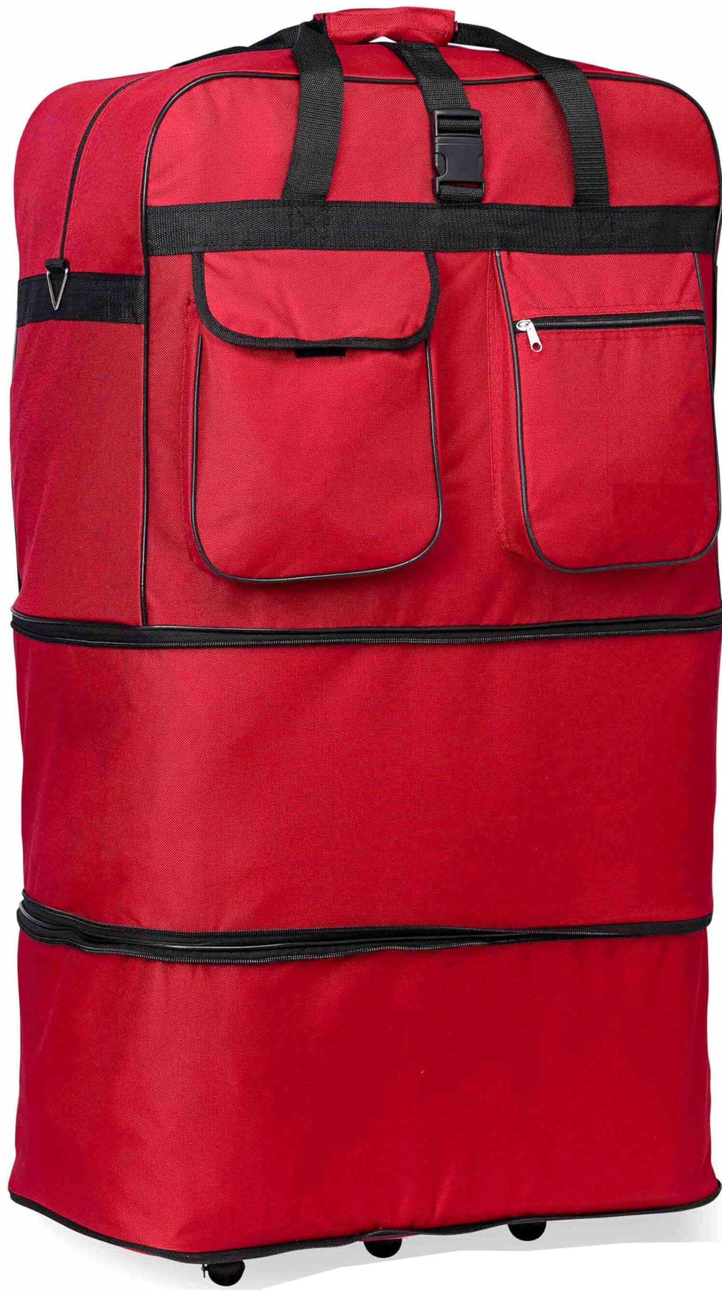 Expandable Rolling Duffle Bag with Wheels - 30/36/40 Inch Spinner Suitcase Luggage (36 Inch, Red) - Perfect for Travel, Gym & Sports Equipment Storage