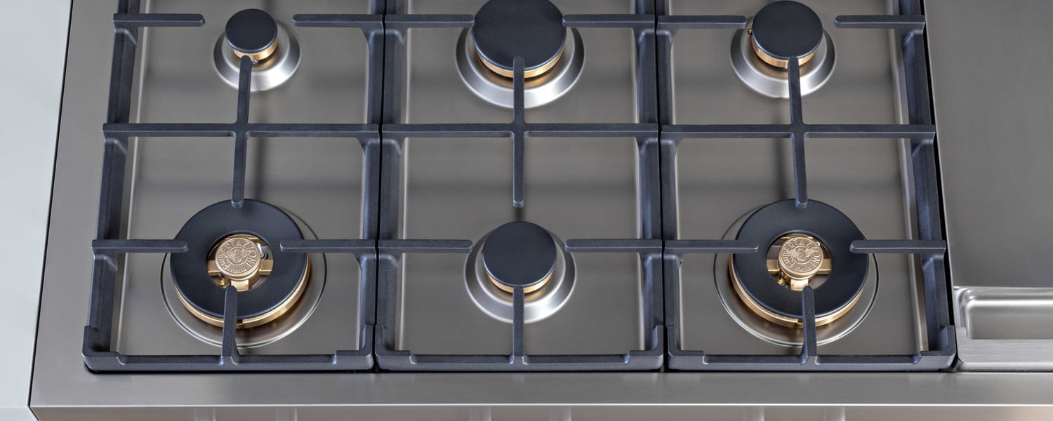 Bertazzoni PROF486GRTBXT 48-Inch 6-Burner Gas Rangetop with Electric Griddle - Stainless Steel Professional Cooktop for Home Chefs & Commercial Kitchens