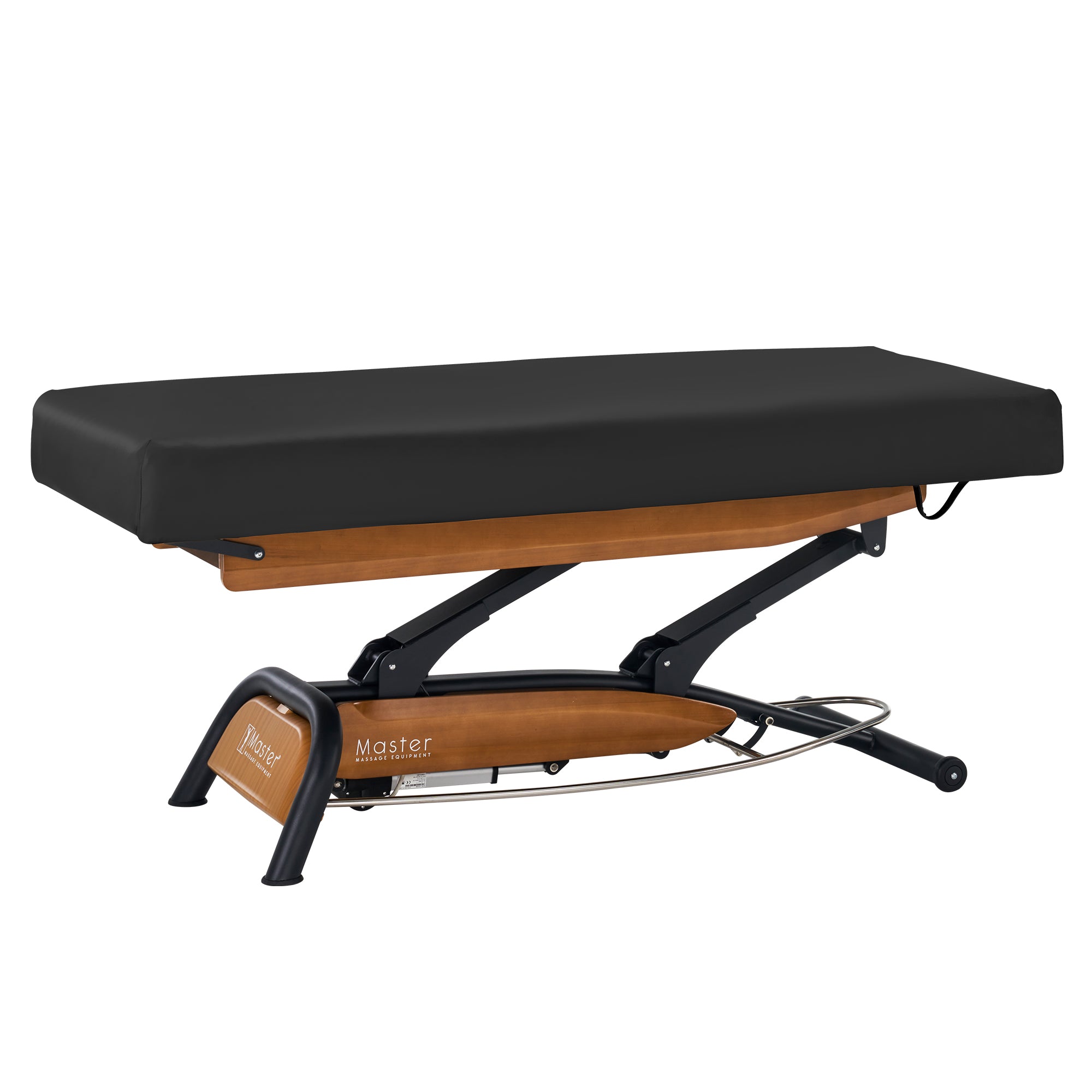 Professional Electric Lift Massage Table - Oak Base with Cream Top & Interchangeable Black Upholstery | Spa Salon Stationary Bed for Therapists, Chiropractors & Home Use