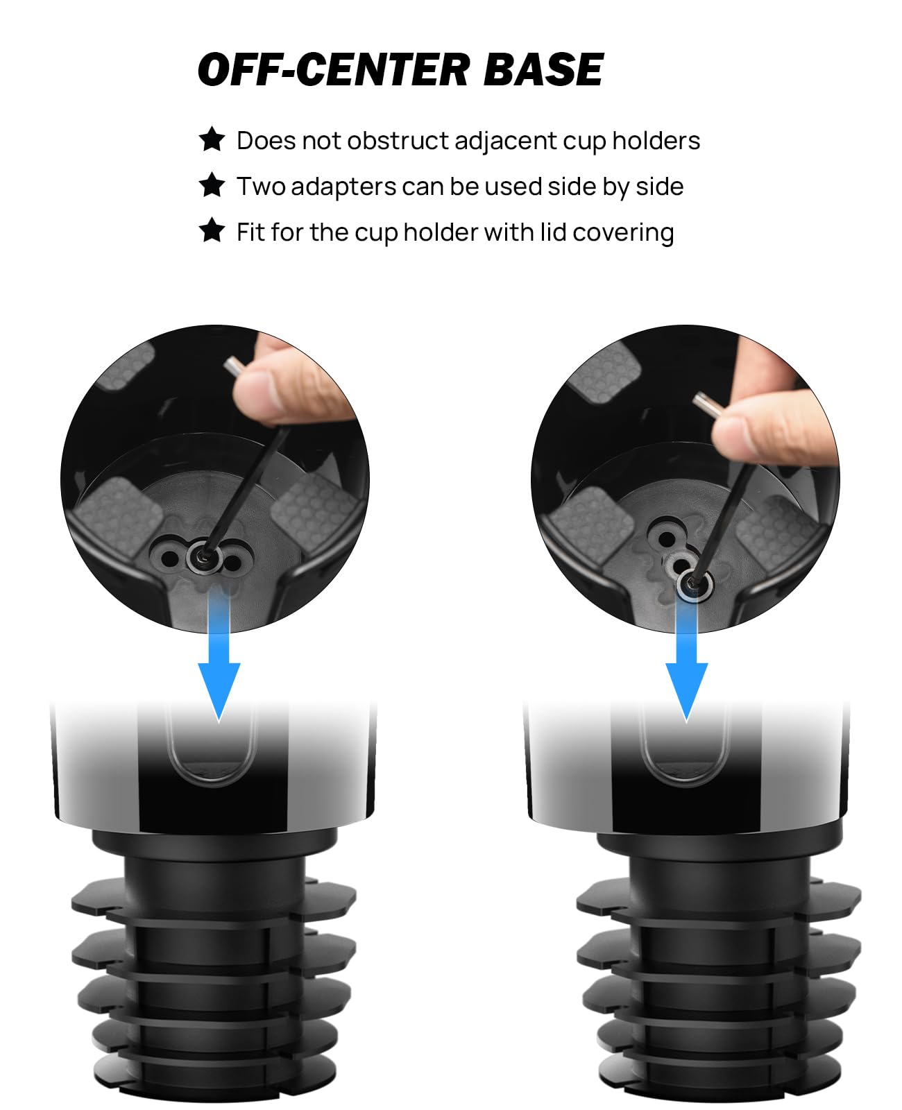 JoyTutus Car Cup Holder Expander - 360° Rotating Adjustable Cup Holder Tray for 18-40 oz Travel Mugs & Tumblers (Fits 2.75-3.25