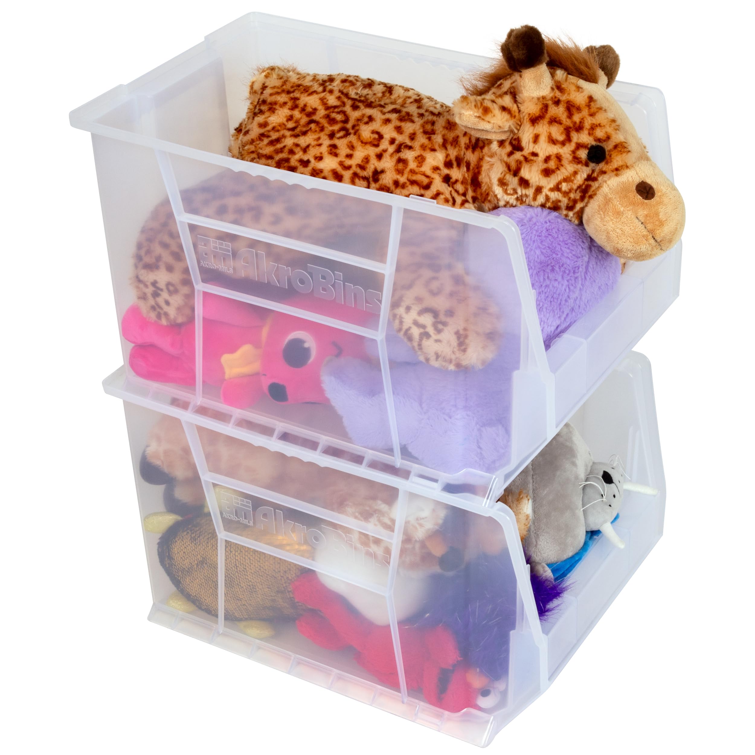 Akro-Mils 30282 Large Stackable Plastic Storage Bins - 2-Pack Clear Super-Size AkroBins (20