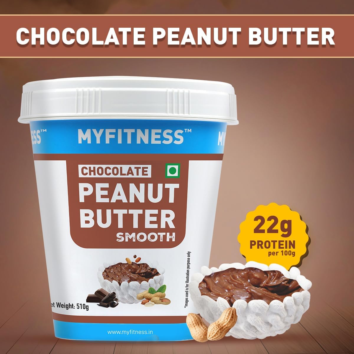 MYFITNESS All Natural Peanut Butter Chocolate Spread - Non-GMO, Gluten-Free, High Protein, No Preservatives - 510g | Healthy Snack for Smoothies, Toast & Baking - Made in USA