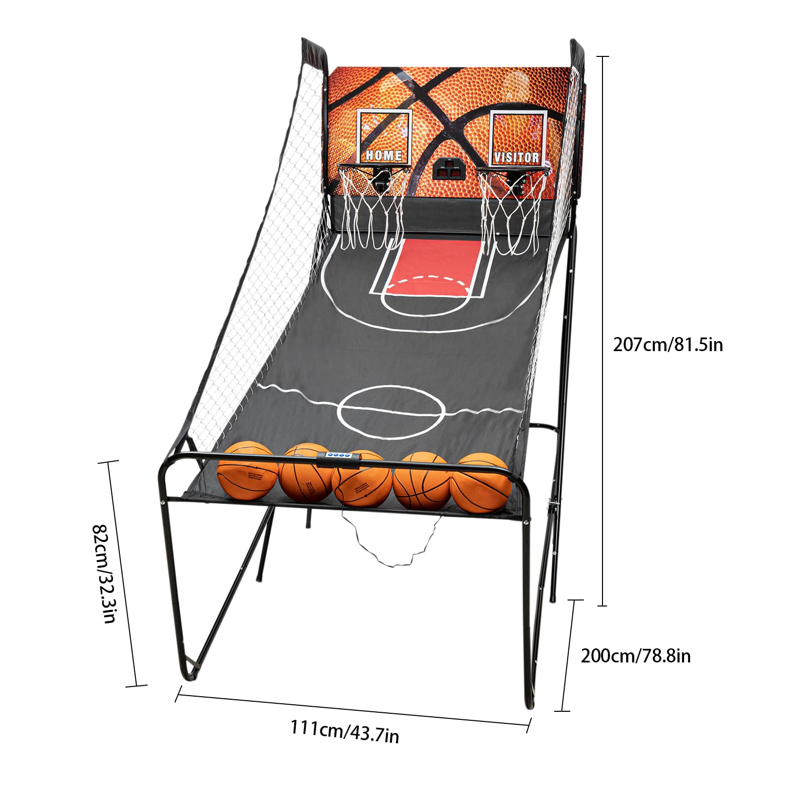 Best Dual Shot Arcade Basketball Game for Home - LED Electronic Scorer & Timer, 8 Game Modes, Easy Foldable Design - Perfect for Game Rooms, Parties, Malls & Outdoor Fun