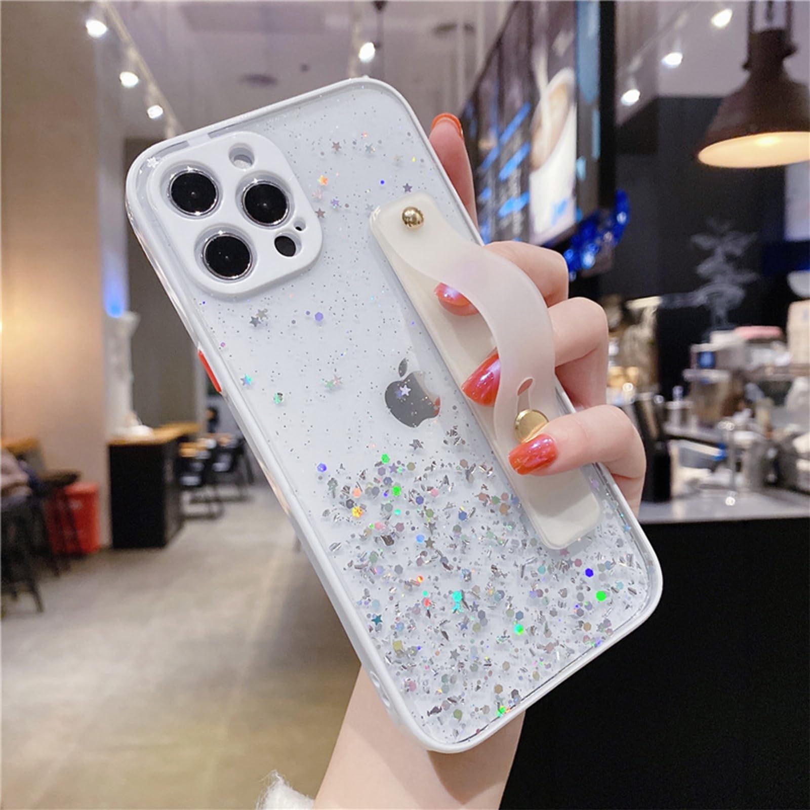 Sparkly Glitter Clear iPhone 11 Pro Max Case with Adjustable Wrist Strap & Kickstand | 6.5
