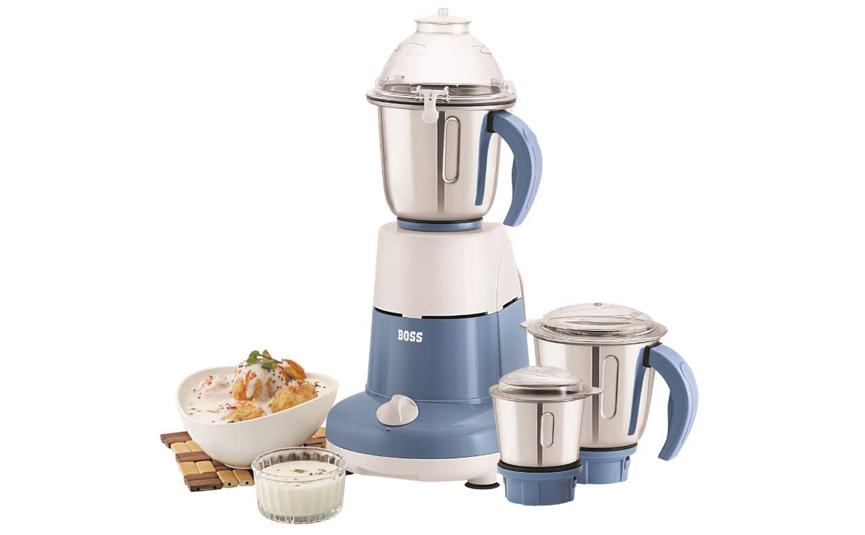 BOSS Excel Pro 750W 3-Jar Mixer Grinder with Variable Speed - Powerful Kitchen Blender for Spices, Chutneys & Smoothies - 110V Electric Food Processor (Blue) - Perfect for Indian Cooking, Meal Prep & Healthy Juicing