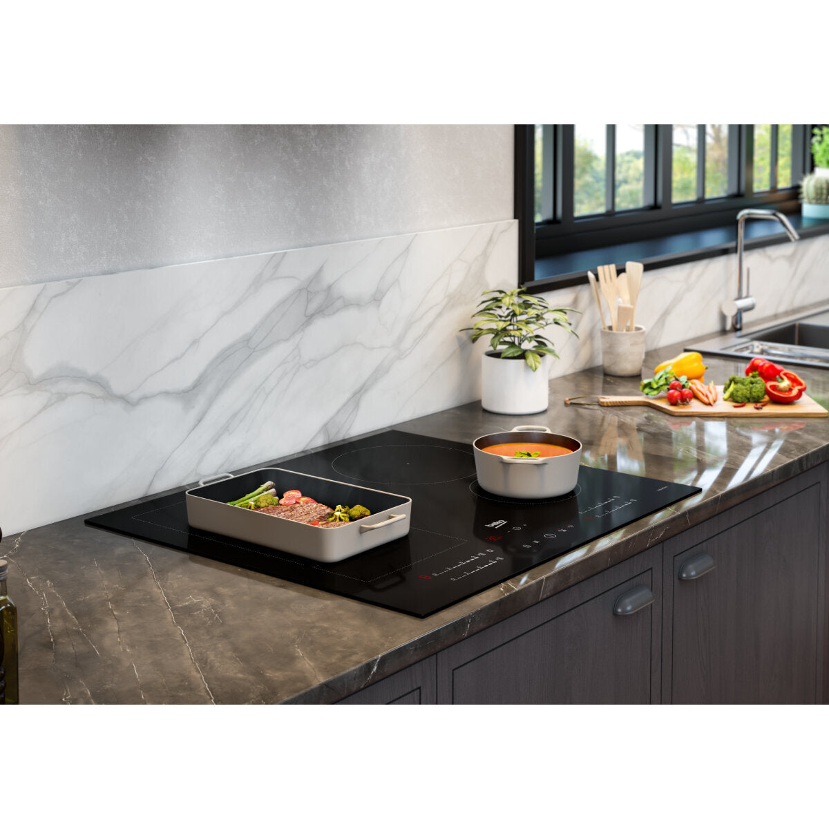 Beko 60cm Induction Cooktop BCT601IGN - European Made, Fast Heating, Energy Efficient | Perfect for Home Kitchen, RV & Small Spaces [Carton Damaged]