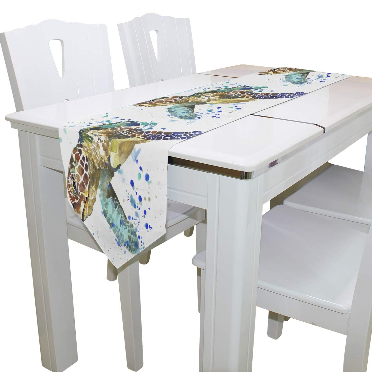 AUUXVA 13x70 Inches Long Ocean Sea Turtle Pattern Polyester Table Runner - Decorative Tablecloth for Kitchen, Dining Table, Coffee Table, Party, Banquet & Holiday Decorations | Perfect for Beach Themed Weddings, Coastal Home Decor & Summer Entertaining