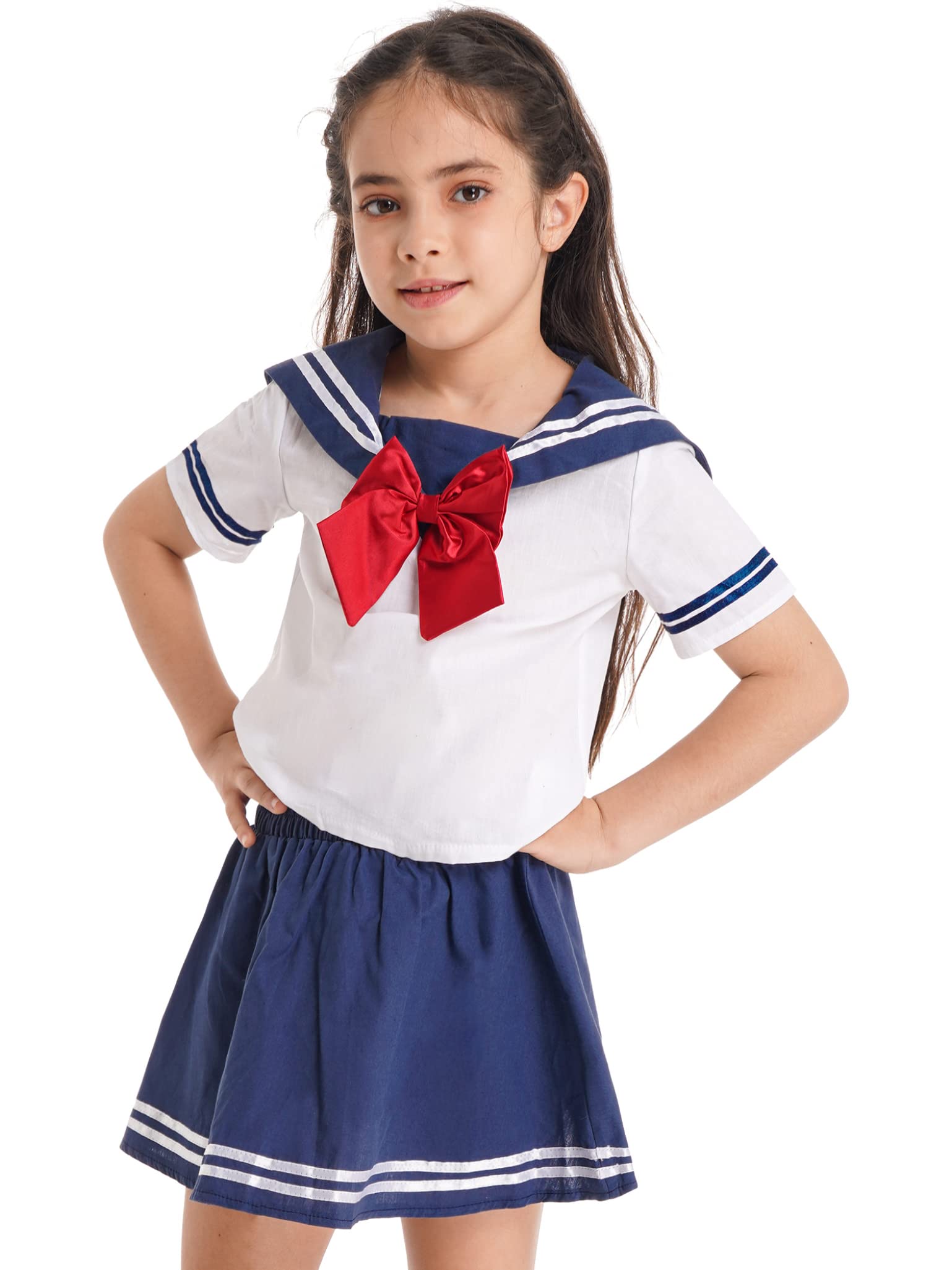 Jowowha Navy Sailor School Uniform Dress - British & Japanese Anime Cosplay Costume for Girls, Students, School Plays & Themed Parties
