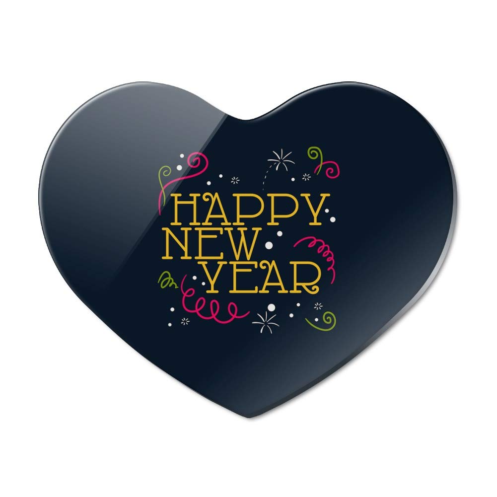 Happy New Year Heart Acrylic Refrigerator Magnet - Festive Holiday Decor for Kitchen, Office & Gifts