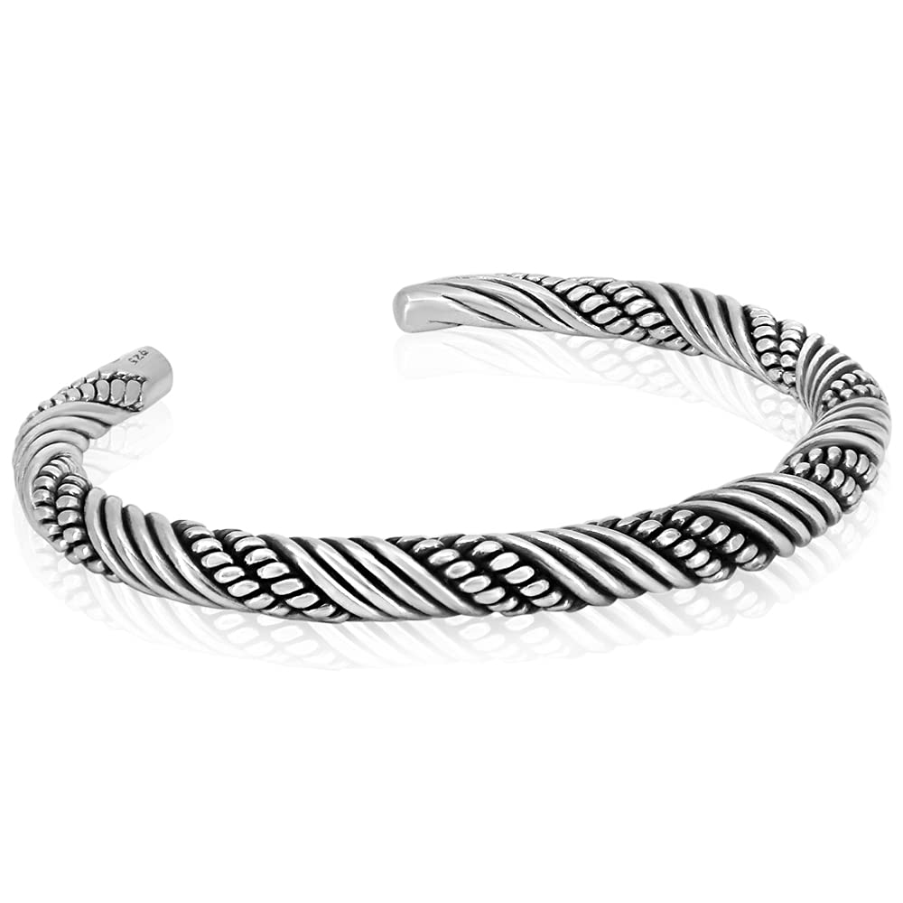 Viking Bracelets for Men and Women - 925 Sterling Silver Cuffs in Various Designs (Sizes M, L, XL) - Perfect for Viking Lovers, Historical Reenactments, and Everyday Wear