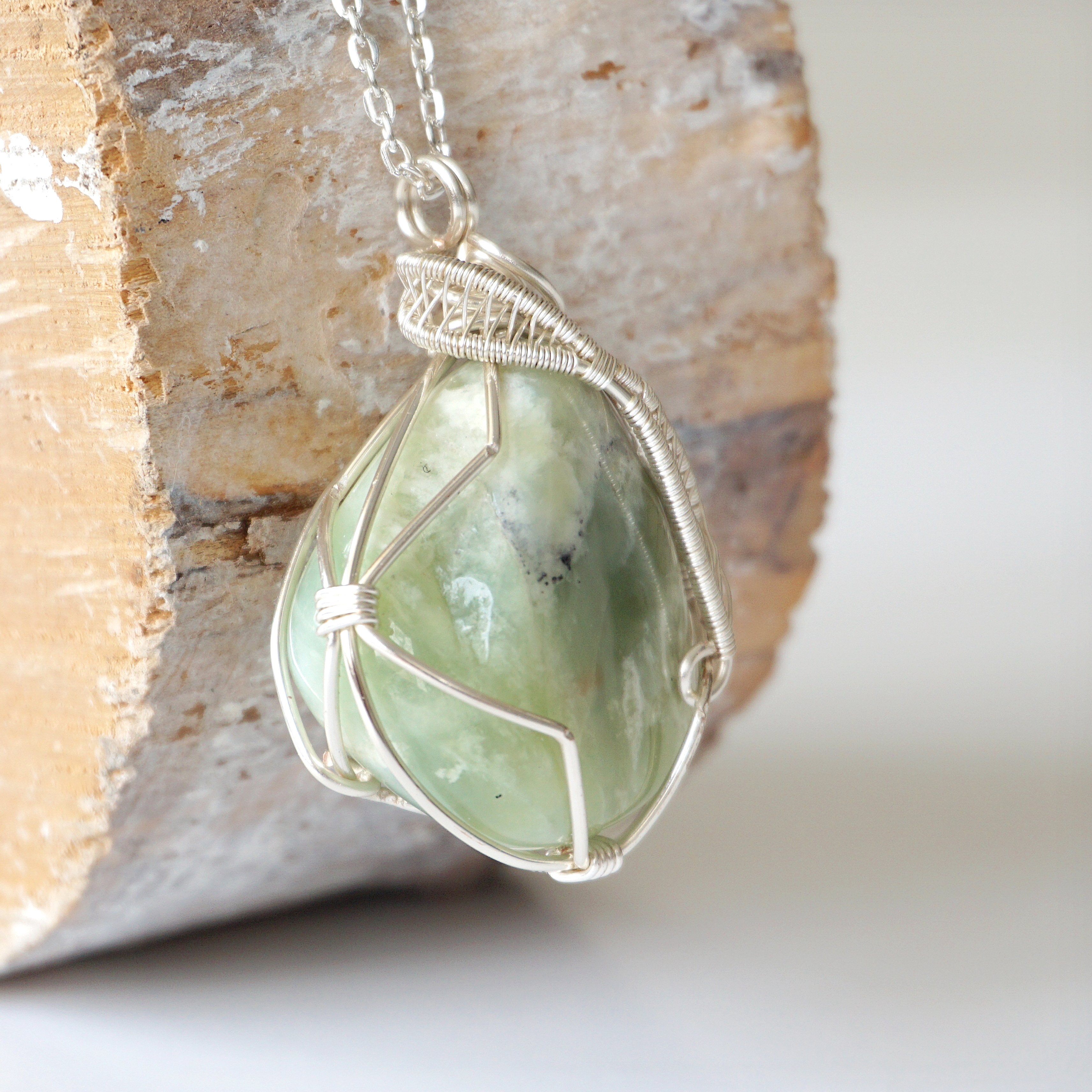 Light Green Jade Pendant Necklace - Sterling Silver Plated Jewelry for Women | Elegant Gift for Birthday, Anniversary & Special Occasions