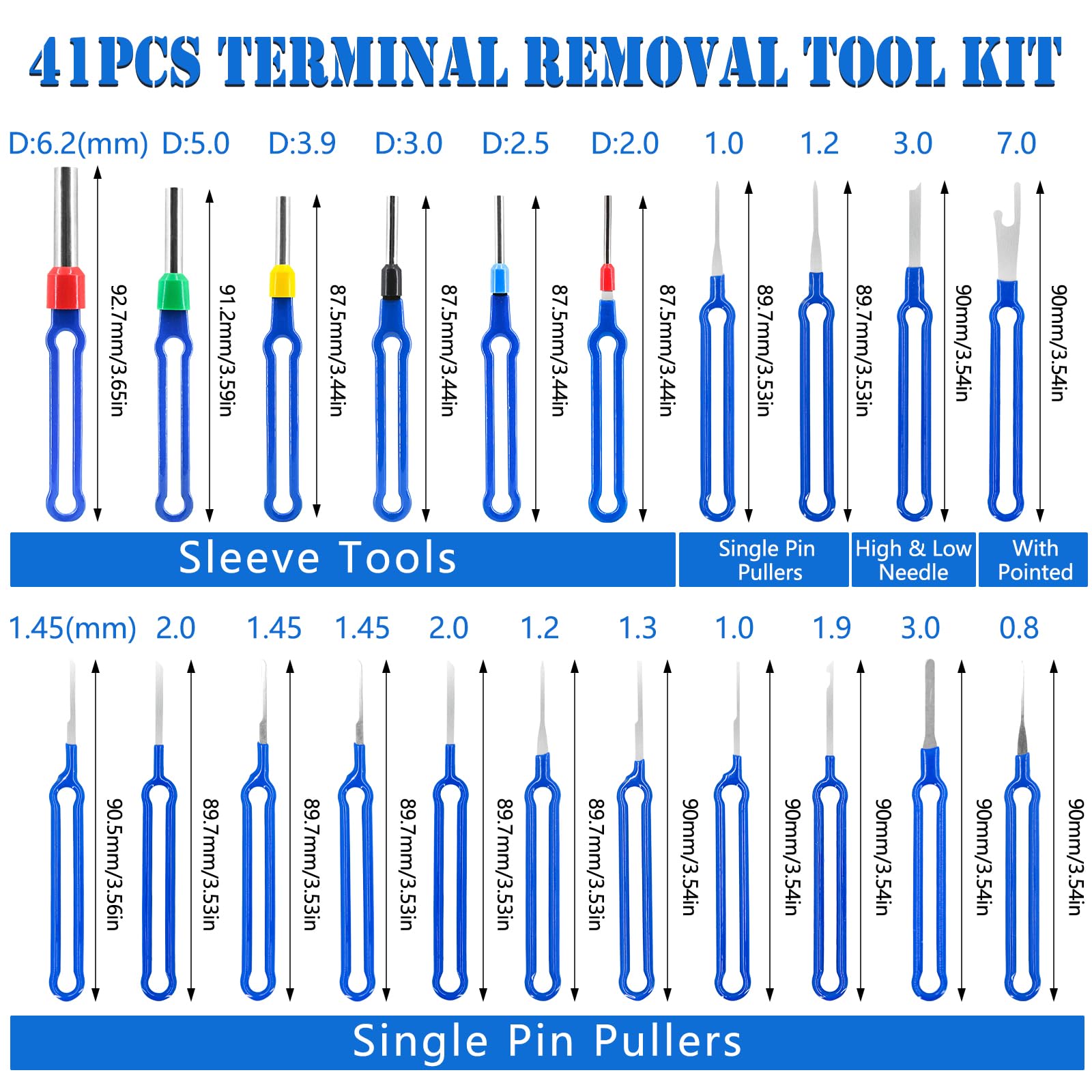 43-Piece Terminal Pin Removal Tool Kit - Professional Pin Extractor & Wire Terminal Release Tool with Wire Strippers & Tire Tread Depth Gauge - Perfect for Automotive Repair, Car Maintenance & Household Electrical Projects