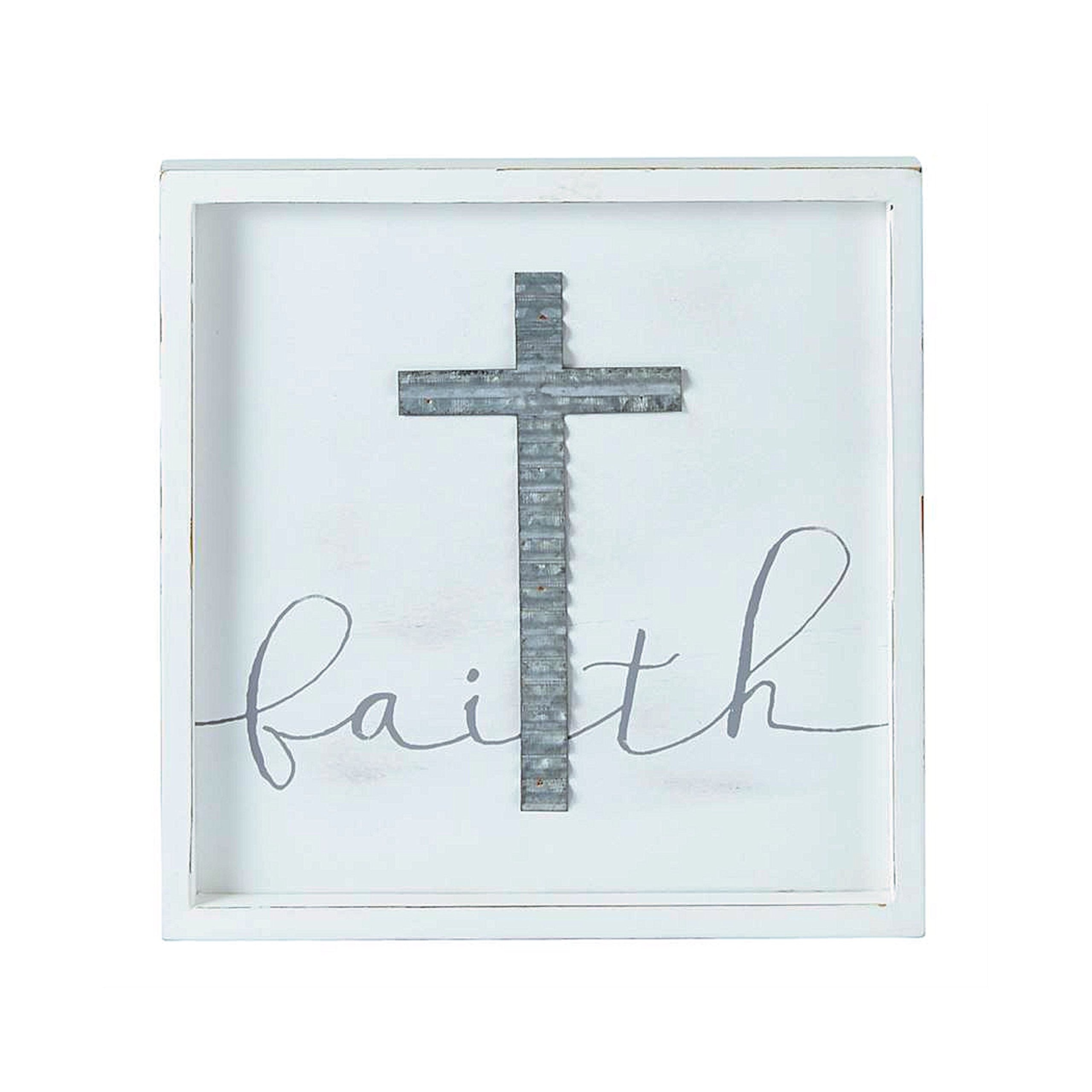Faith Wooden Distressed Wall Plaque - Rustic Home Decor for Farmhouse, Bedroom & Entryway - Inspirational Christian Gift Idea