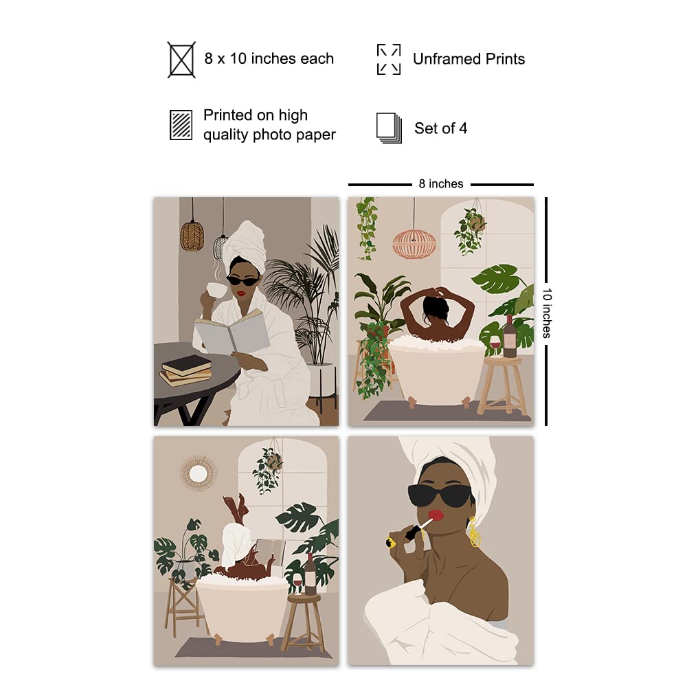 Black Art Wall Decor - African American Bathroom Sign - Afro Wall Art for Women - Minimalist Black Culture Home Decor - Perfect for Guest Bathrooms, Powder Rooms & Restrooms