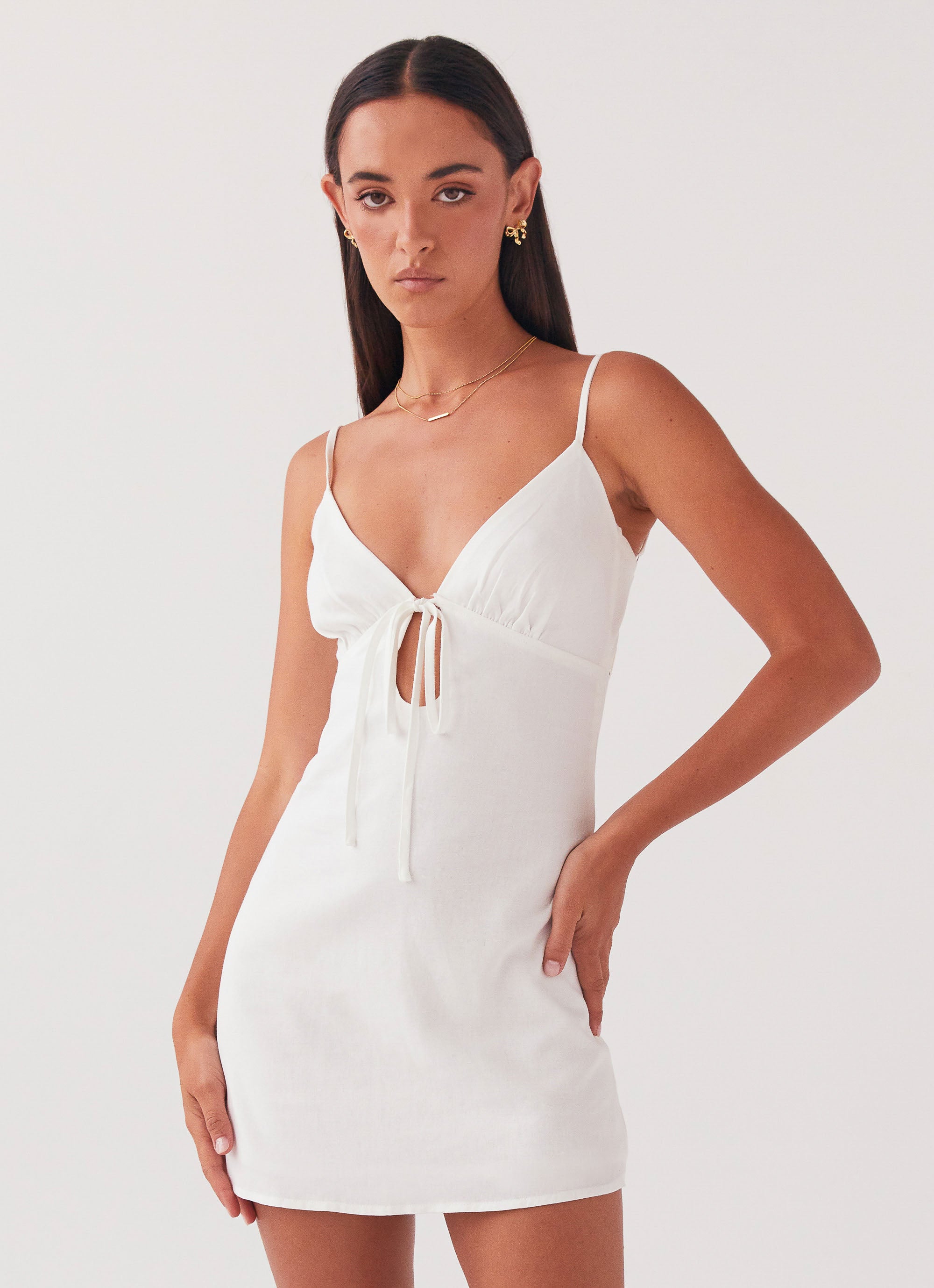 Flora Linen Mini Dress - White | Summer Boho Chic Dress for Women | Perfect for Beach Vacations, Date Nights & Casual Outings