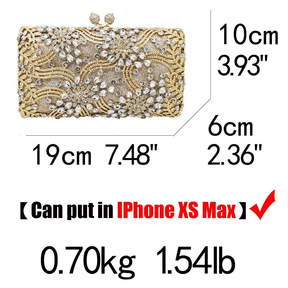 Elegant Crystal Rhinestone Clutch Purse for Women - Floral Evening Bag with Sparkling Stones, Wedding Party Handbag, Mini Purse for Prom, Bridal Shower & Special Occasions