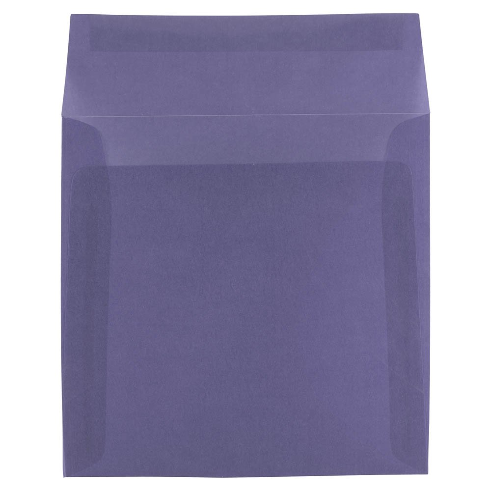JAM PAPER 6.5 x 6.5 Inch Square Translucent Vellum Envelopes - Wisteria Purple - Pack of 250 for Wedding Invitations, Greeting Cards & Party Favors