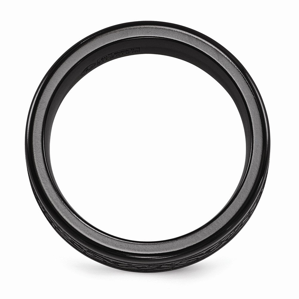 Solid Titanium Men's Wedding Band Ring - 8mm Black Classic Laser Engraved Titanium Ring for Men - Perfect for Engagement, Wedding, Anniversary & Everyday Wear