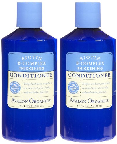 Avalon Organics Biotin B-Complex Thickening Conditioner for Hair Growth - 14 oz (2 Pack) - Volumizing & Strengthening Treatment for Thin, Fine Hair - Daily Use for Thicker, Fuller Hair