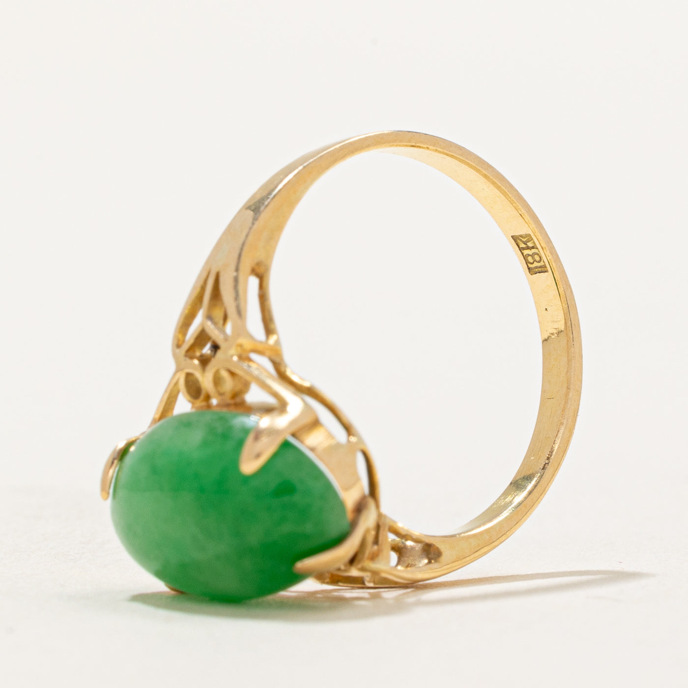 4.50ct Oval Cabochon Jade Ring - Size 5.5 - Elegant Green Gemstone Jewelry for Women - Perfect for Weddings, Parties & Everyday Wear