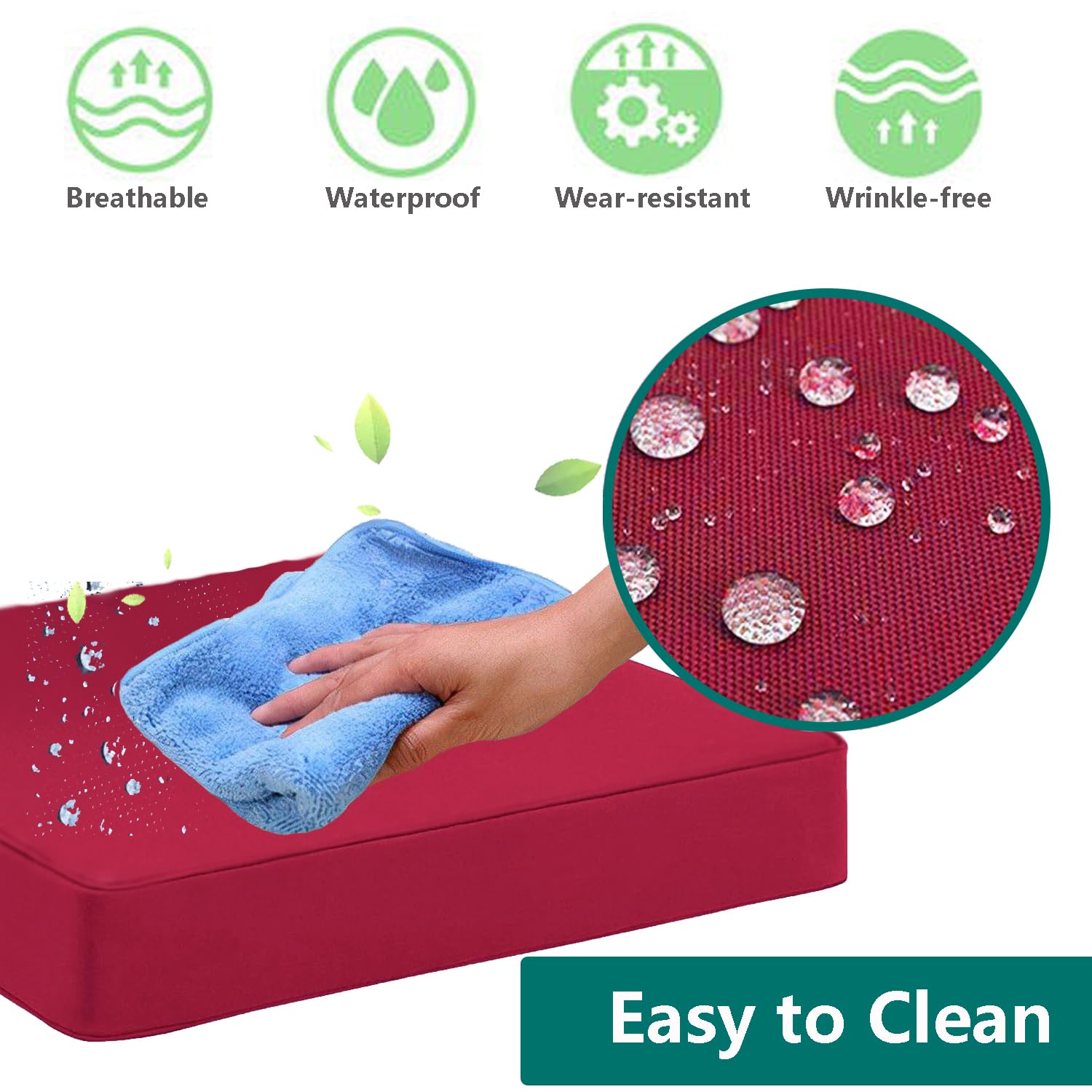 **Oslimea 24x24x4 Inch Waterproof Outdoor Patio Cushion Covers (4-Pack) – Washable Replacement Slipcovers for Sofa, Chair & Couch – Indoor & Outdoor Furniture Protector – Red – Perfect for Poolside, Deck, Garden & Patio**