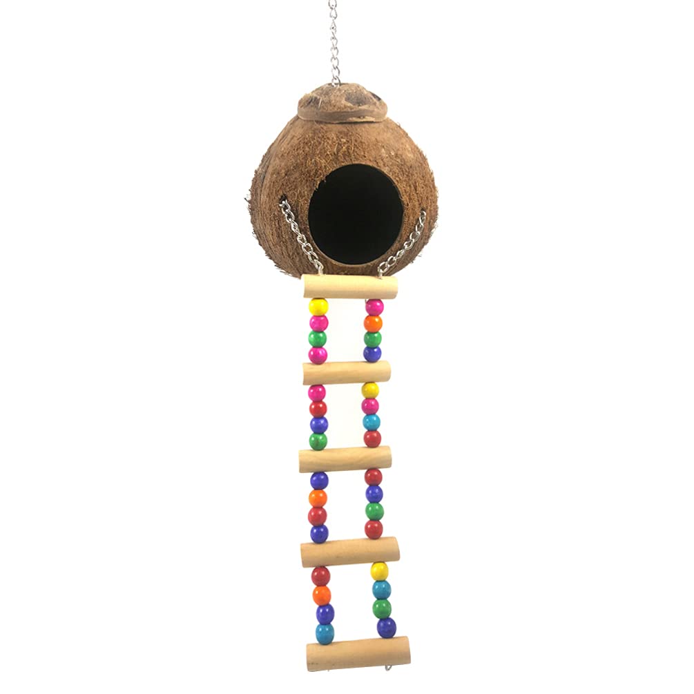 TEHAUX Wooden Birdhouse for Parrots - Natural Wood Parrot Toy & Nesting House - Perfect for Parrots, Cockatiels, Lovebirds - Indoor & Outdoor Bird Cage Accessories for Play & Rest