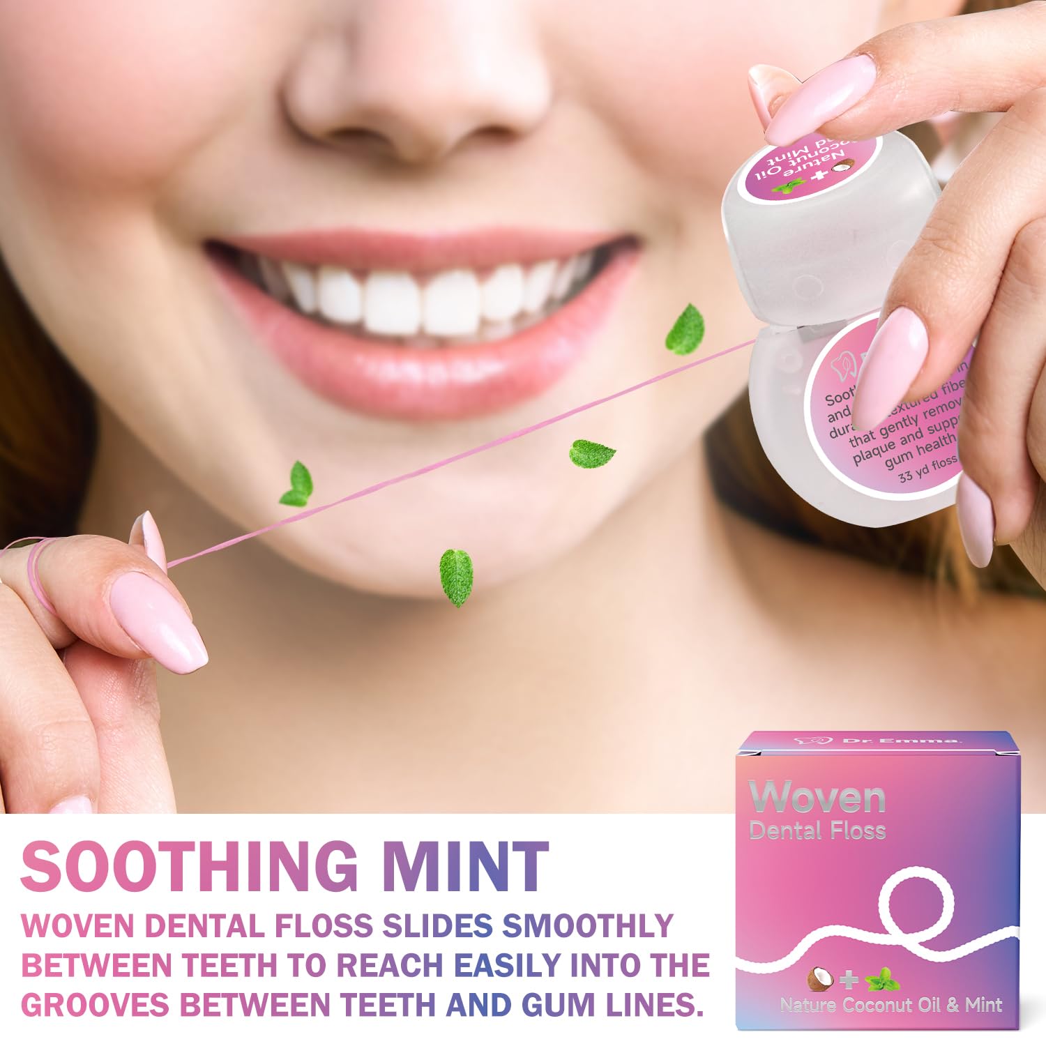 **Organic Coconut Oil Infused Expanding Dental Floss | Mint Flavored, 33 Yards (Pack of 2) | Gentle Oral Care for Sensitive Gums, Teeth Cleaning & Fresh Breath – Perfect for Travel & Daily Hygiene**