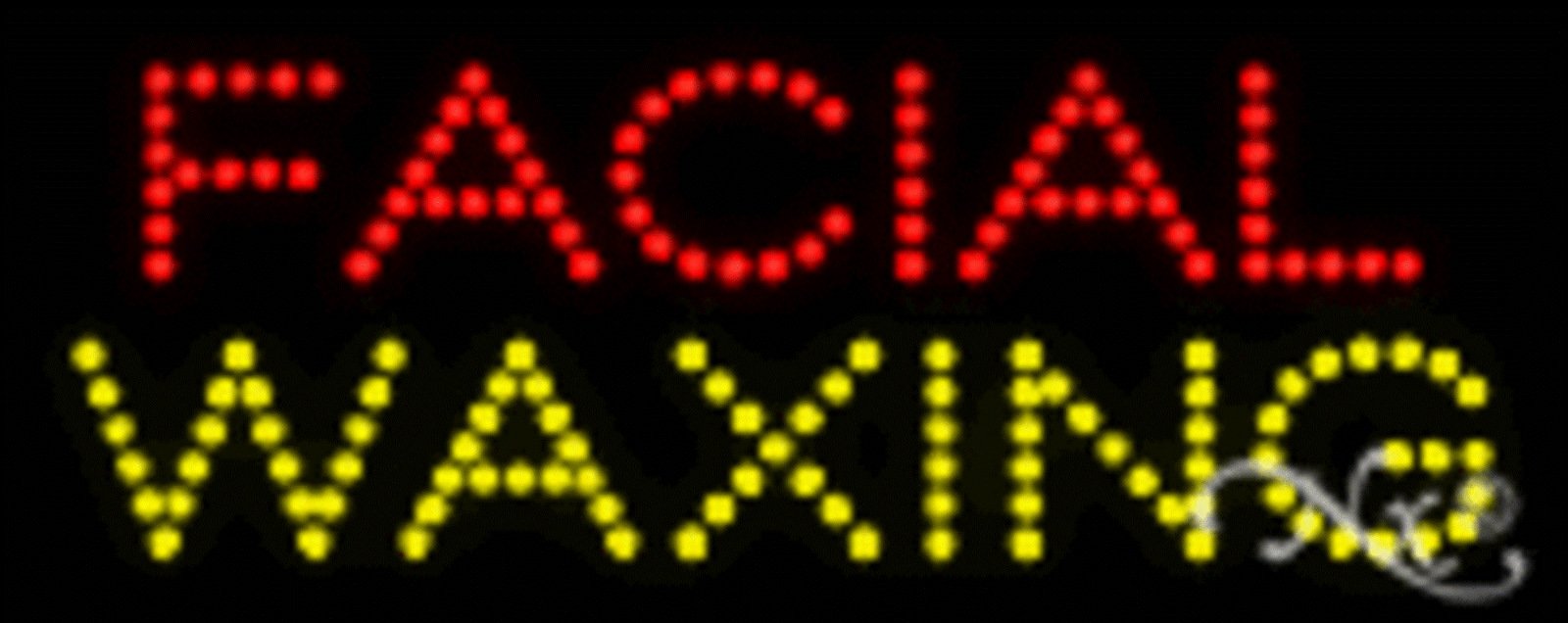 Facial Waxing Flashing & Animated LED Sign - High Impact, Energy Efficient Salon Decor for Eyebrow & Beauty Shops