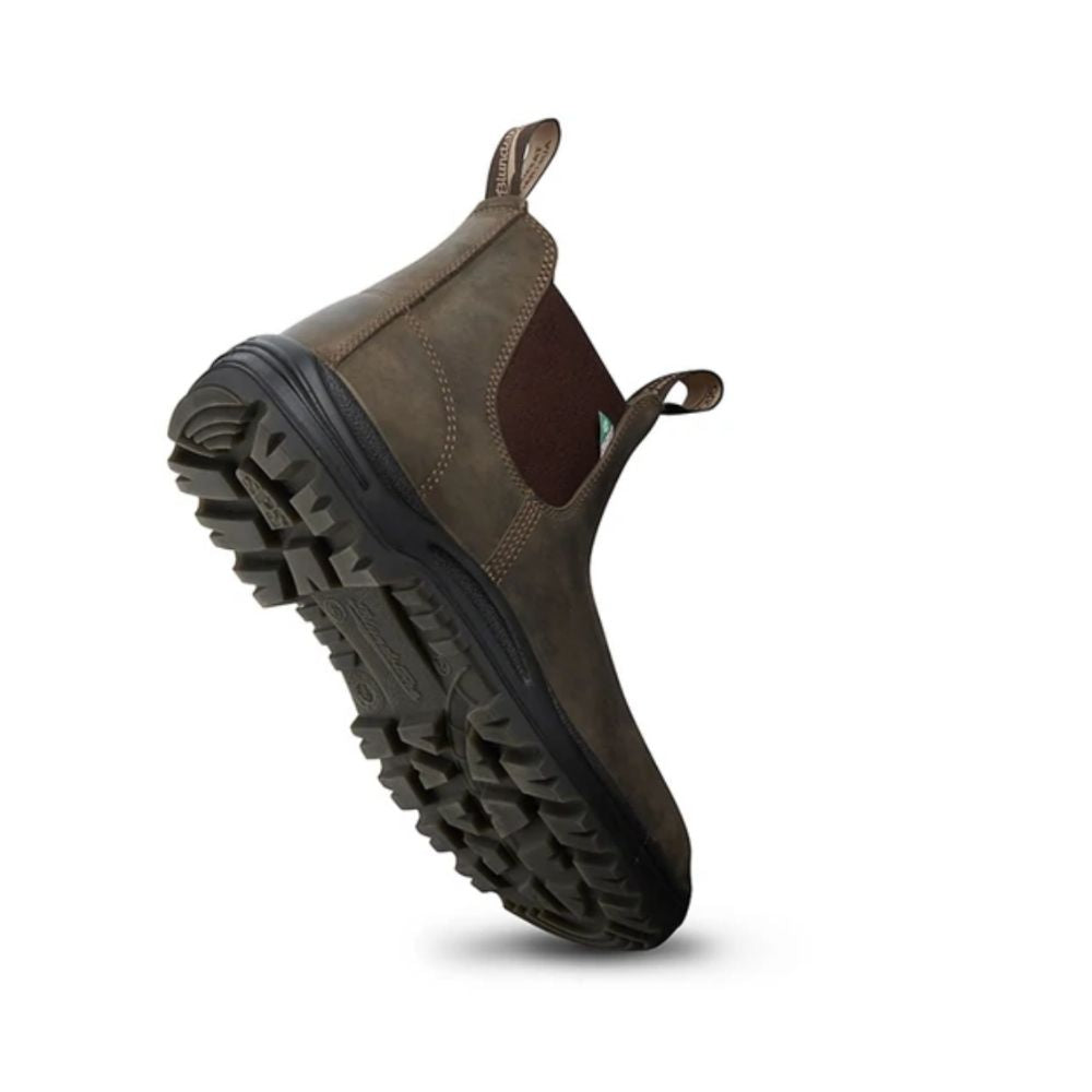 Blundstone 180 Waxy Rustic Brown Unisex Steel Toe Slip-On Work Boots - Waterproof Safety Shoes for Construction, Warehouse & Outdoor Work