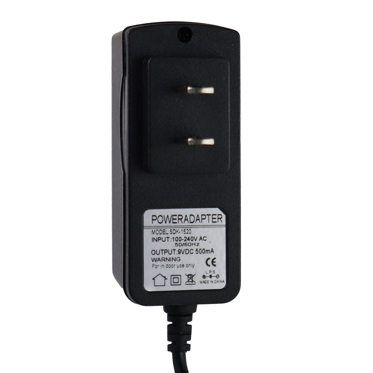9V 500mA Wall Charger Power Supply Adapter - Black (SDK 1520) | Fast Charging for Electronics, Security Cameras & IoT Devices