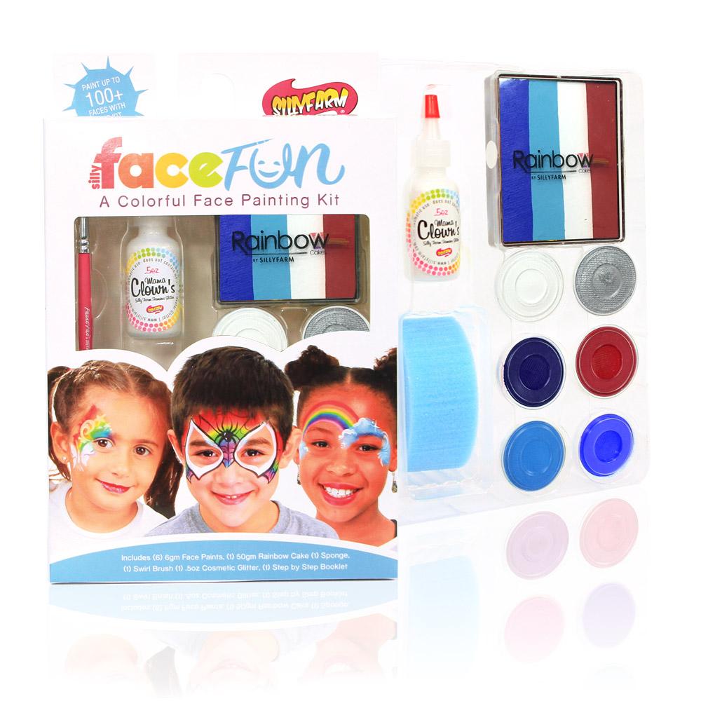 4th of July Face Painting Kit - Patriotic Rainbow Colors for Kids & Adults - Perfect for Independence Day Parties, Festivals & Celebrations