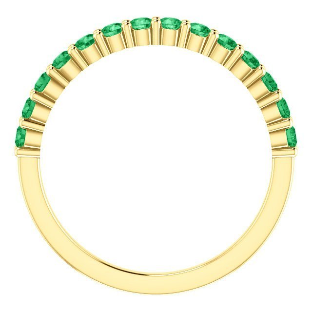 14K Gold 0.56 CTW Round Emerald Shared Prong Ring for Women - Elegant Engagement, Wedding, Anniversary or Everyday Jewelry Gift